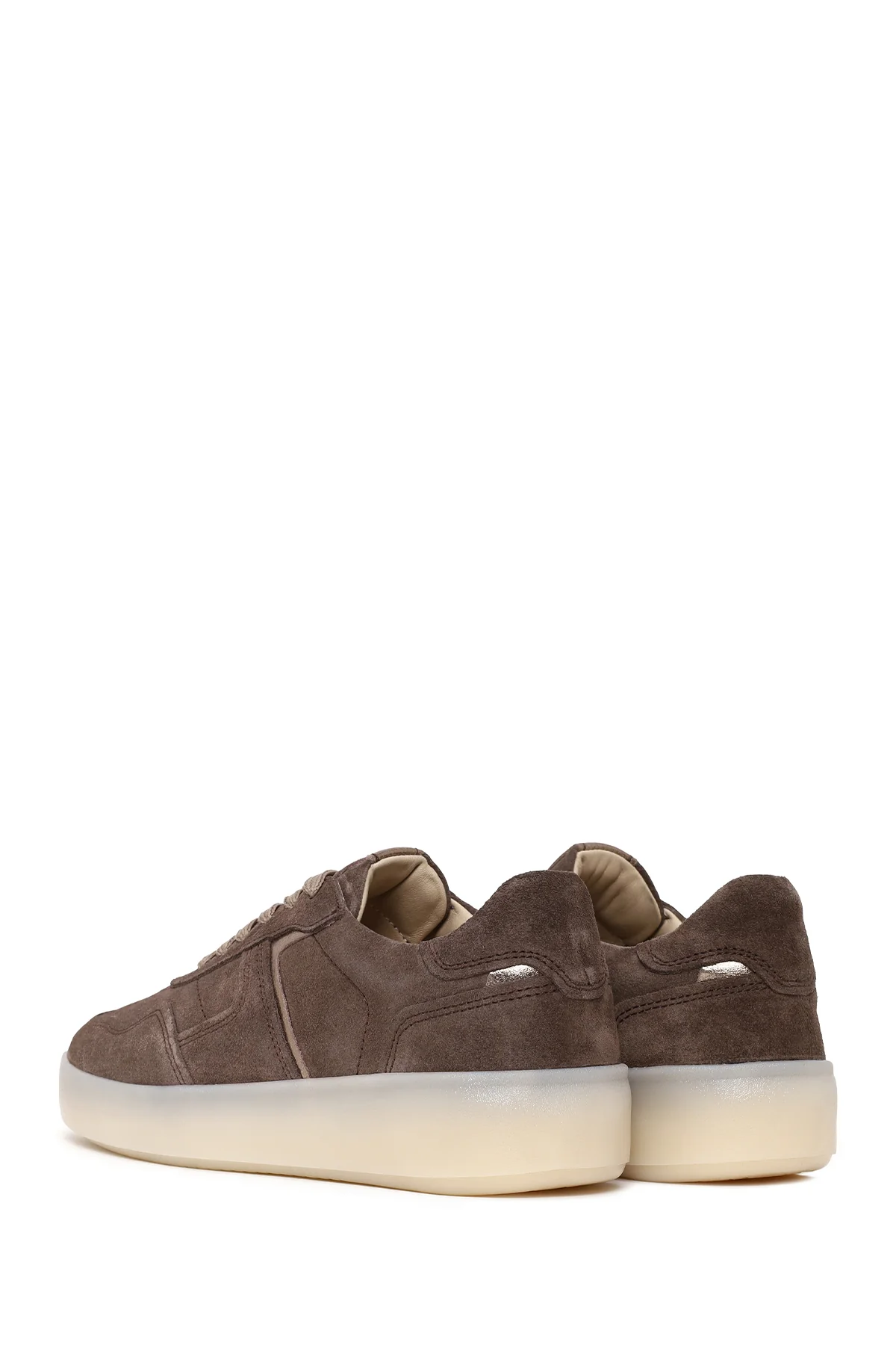 Kadın Vizon Bağcıklı Kalın Tabanlı Süet Deri Sneaker - Image 6