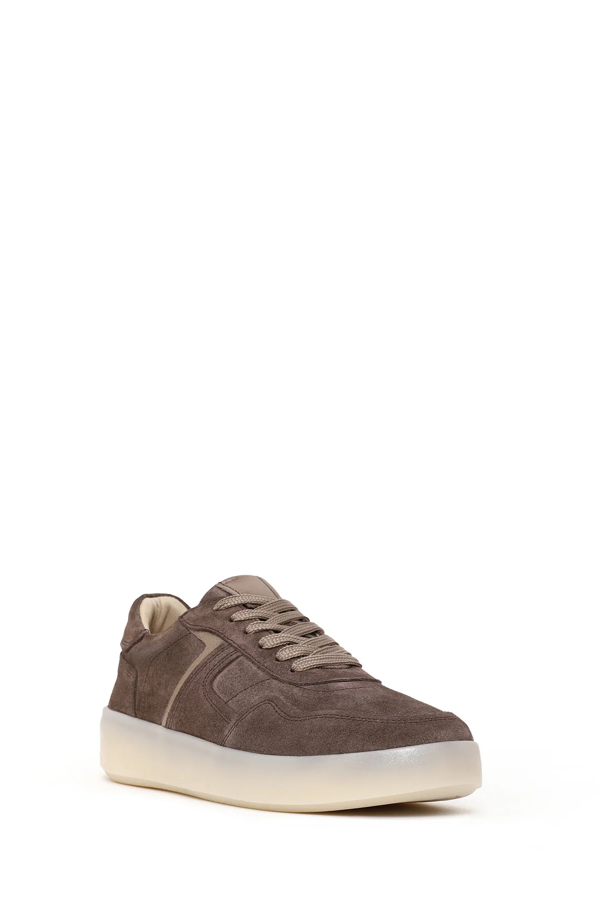 Kadın Vizon Bağcıklı Kalın Tabanlı Süet Deri Sneaker - Image 7