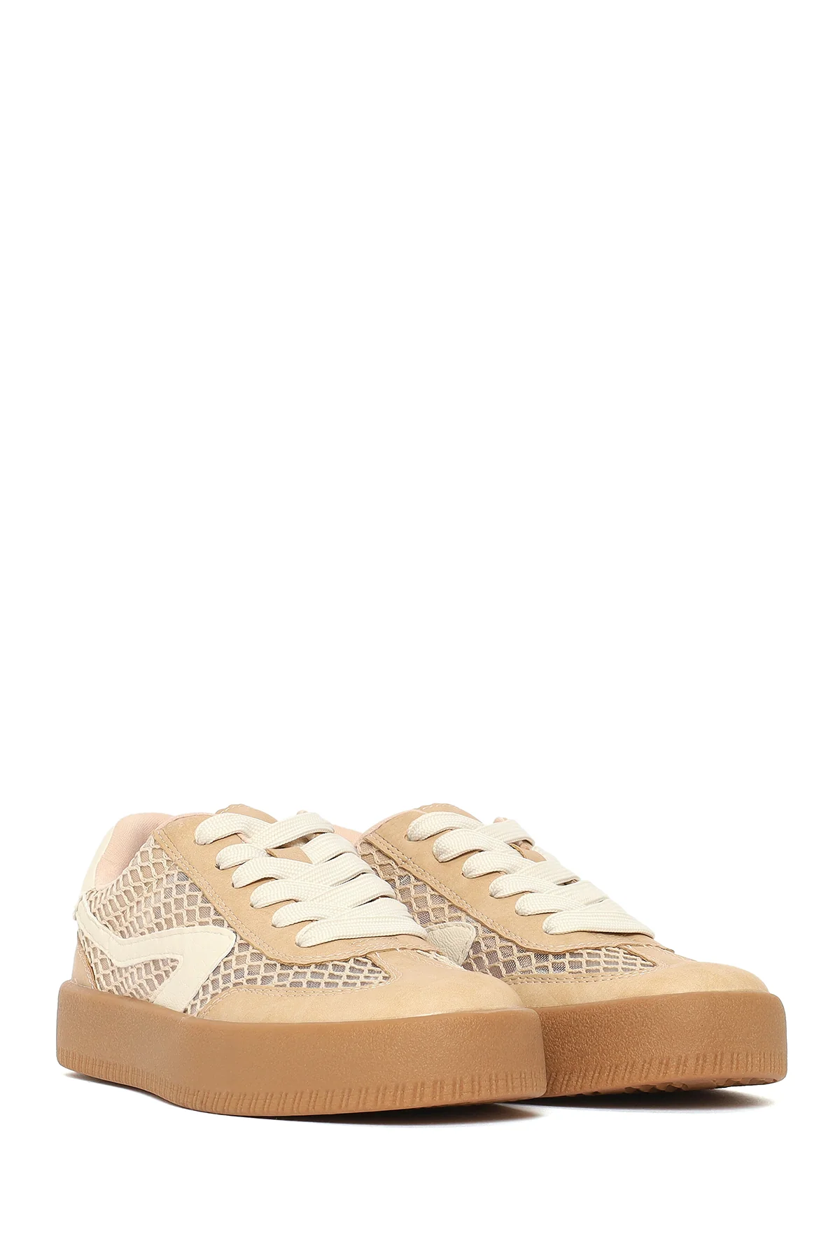 Kadın Vizon Bağcıklı Kumaş Sneaker - Image 2
