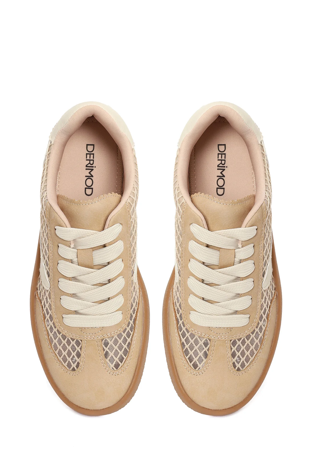 Kadın Vizon Bağcıklı Kumaş Sneaker - Image 4