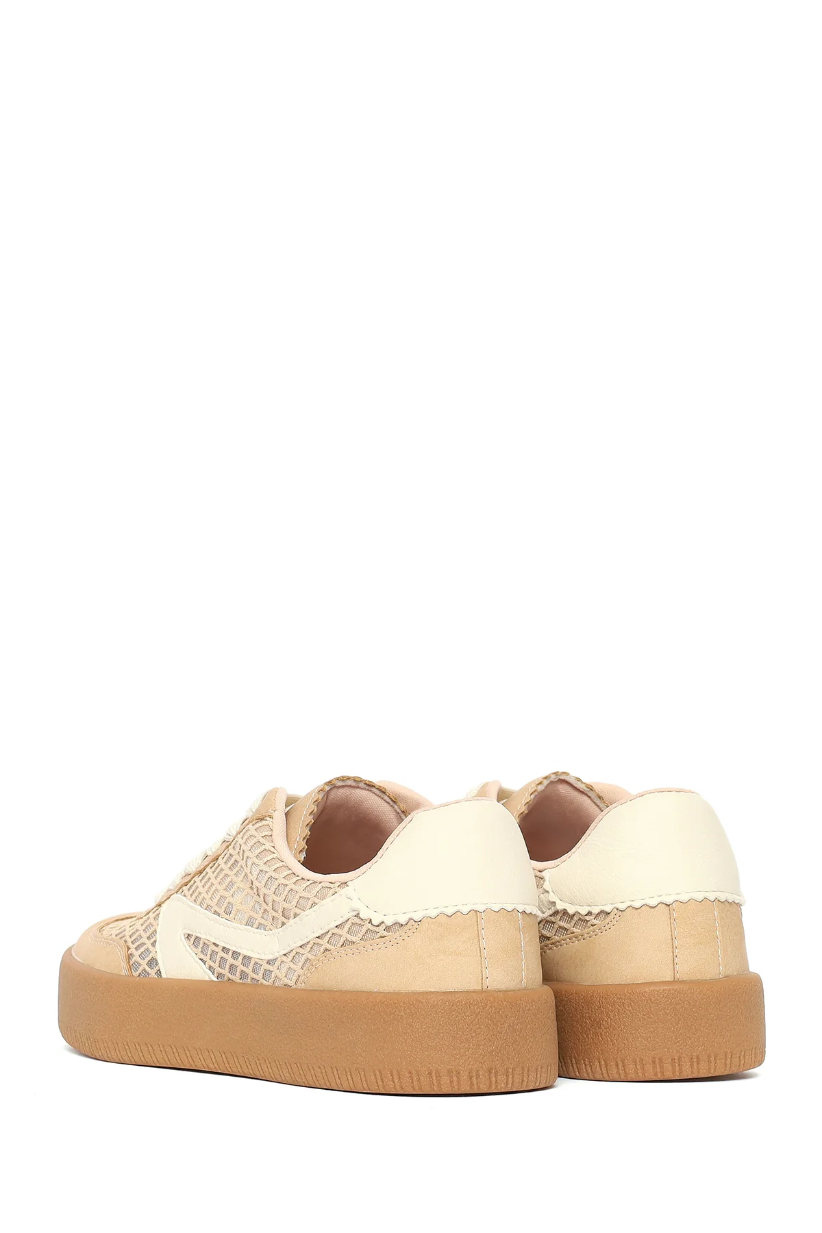 Kadın Vizon Bağcıklı Kumaş Sneaker - Image 6