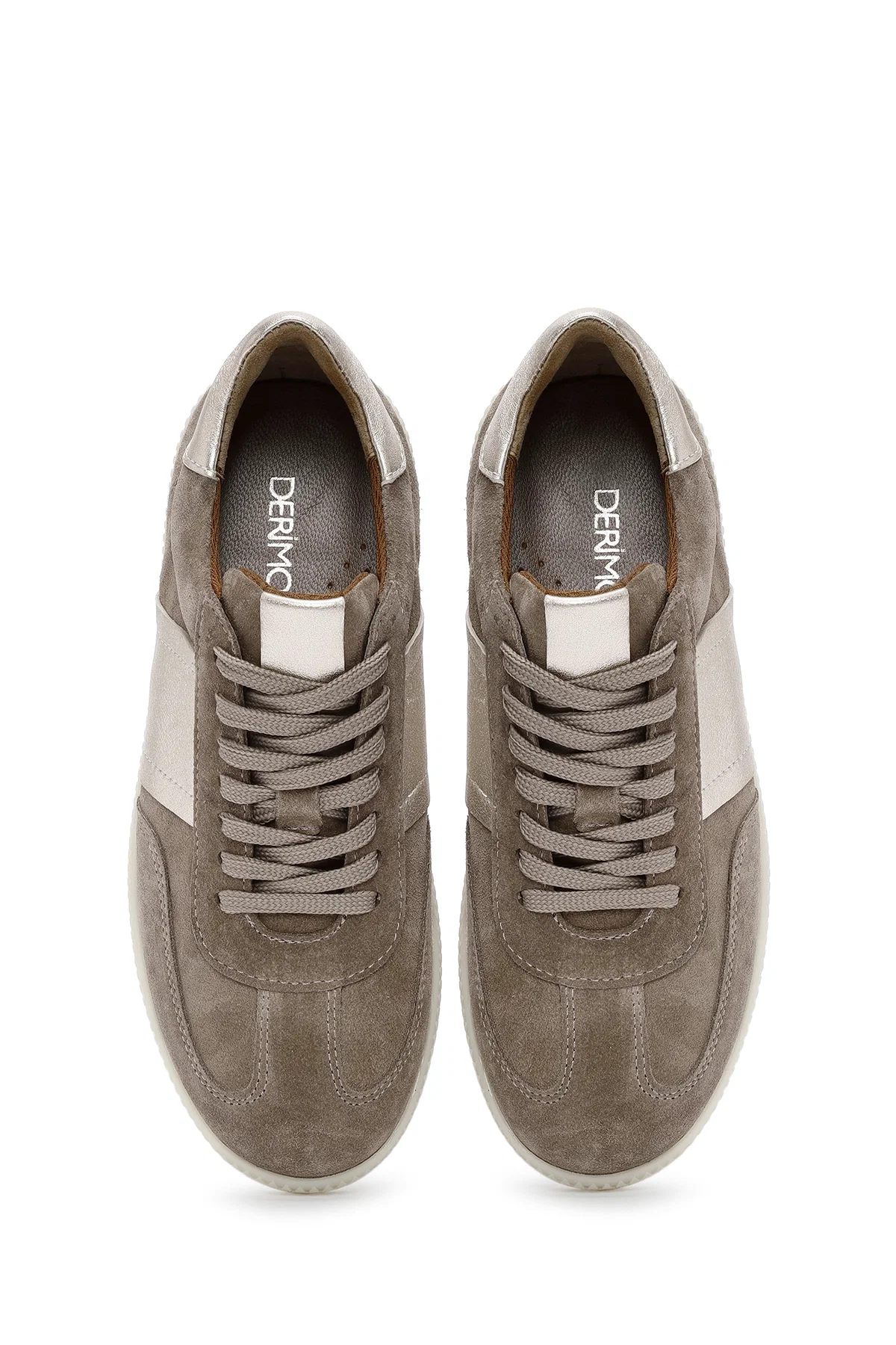 Kadın Vizon Bağcıklı Süet Deri Sneaker - Image 7