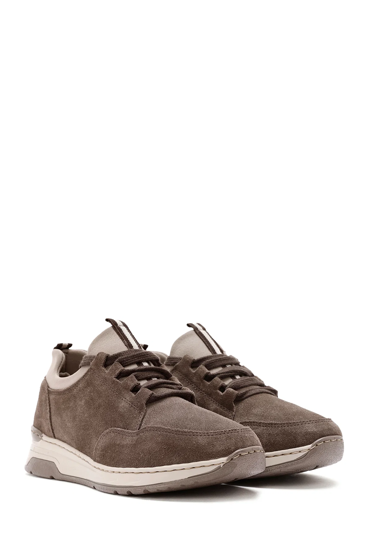 Kadın Vizon Bağcıklı Süet Deri Sneaker - Image 3