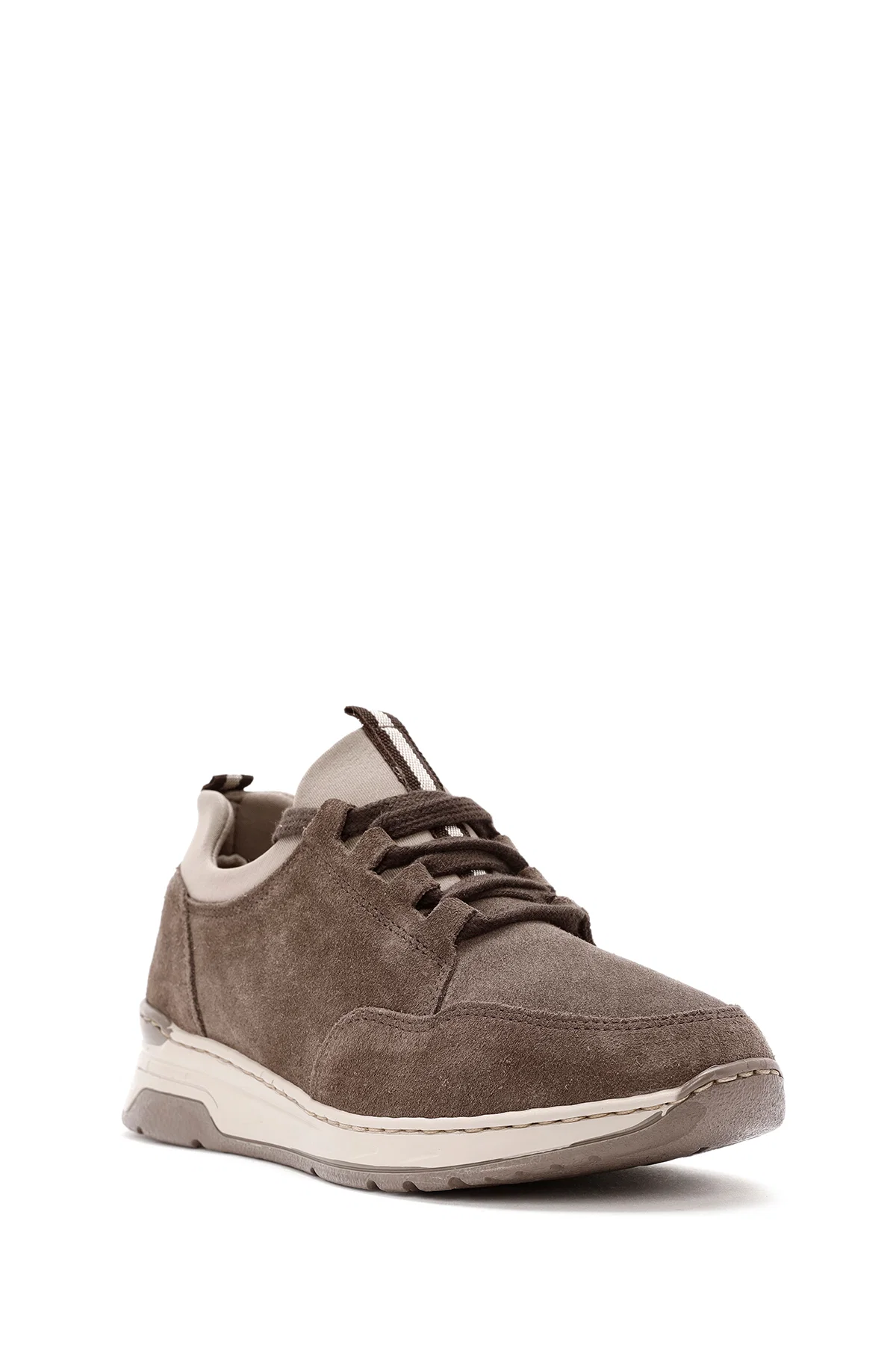 Kadın Vizon Bağcıklı Kalın Tabanlı Süet Deri Sneaker - Image 6
