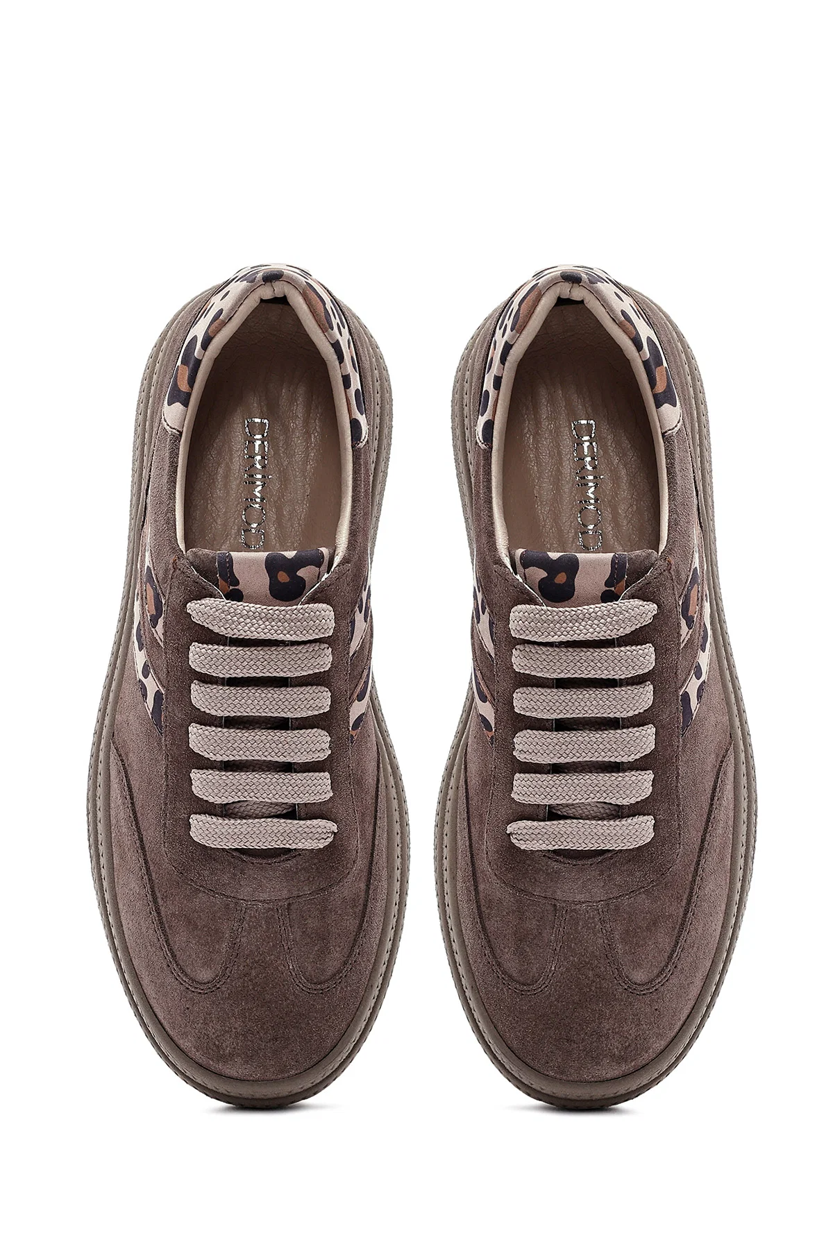 Kadın Vizon Bağcıklı Süet Deri Sneaker - Image 7