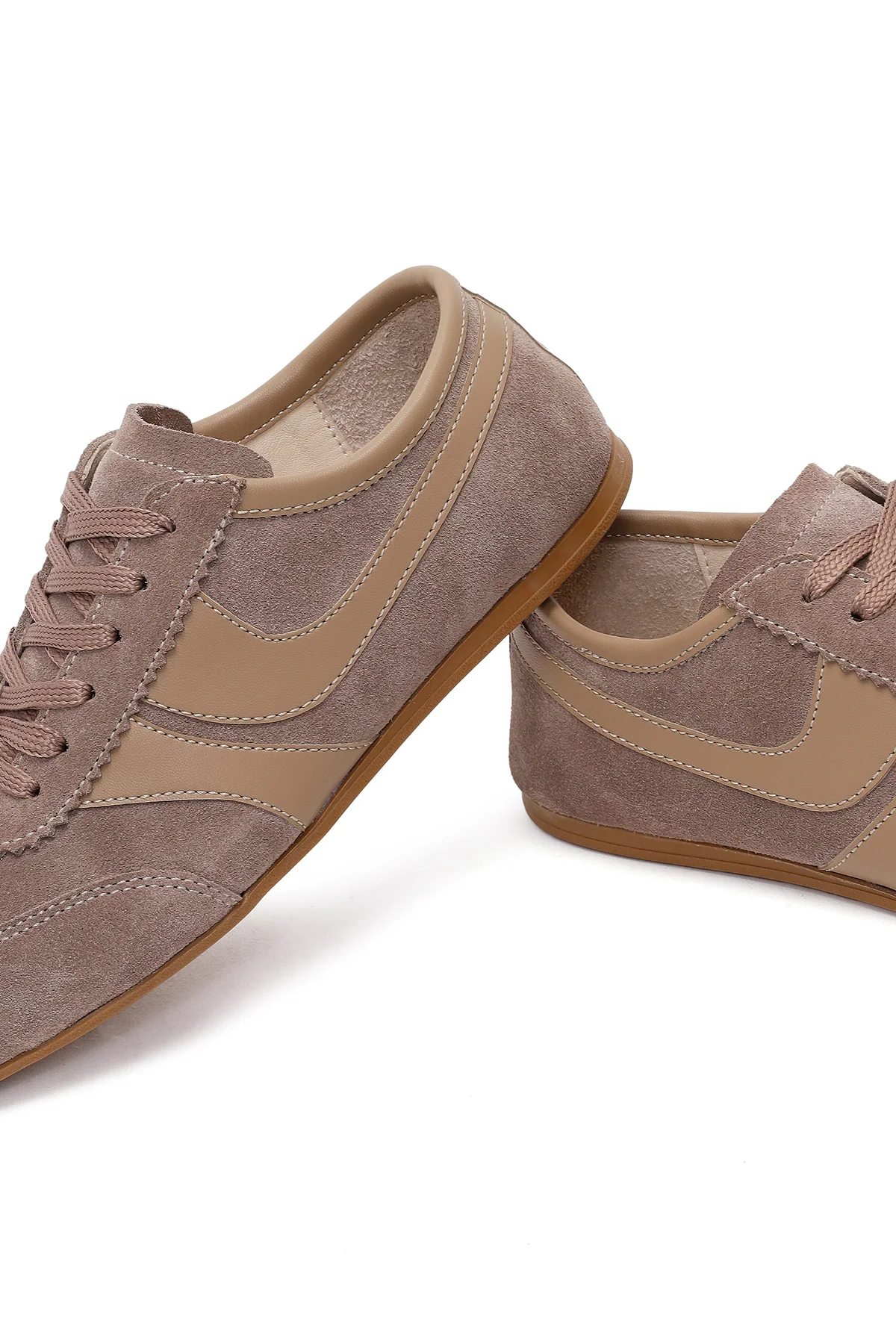 Kadın Vizon Bağcıklı Süet Deri Sneaker - Image 10