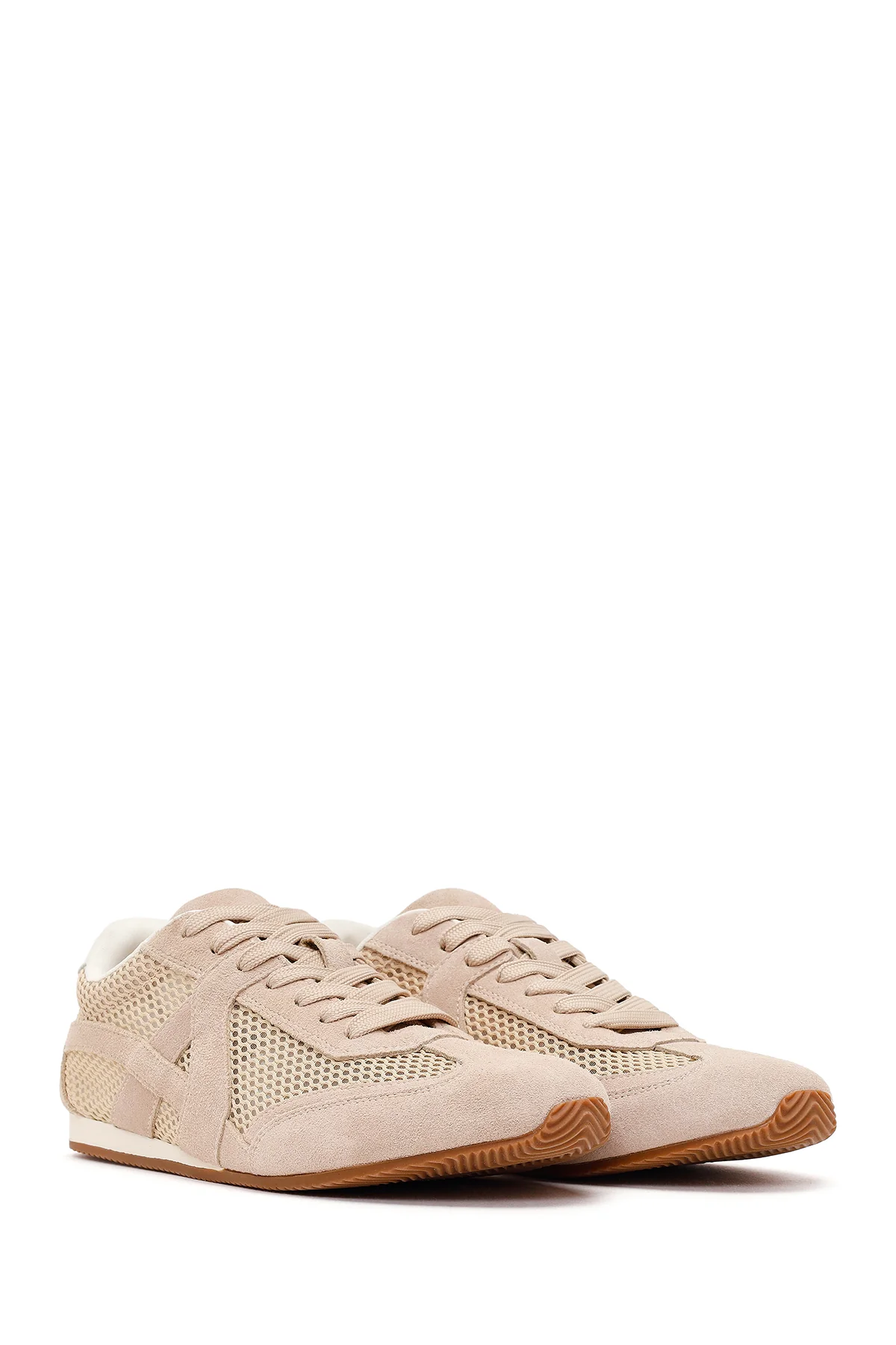 Kadın Vizon Bağcıklı Süet Deri Sneaker - Image 2