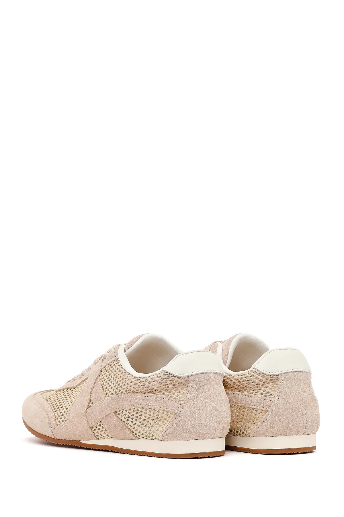 Kadın Vizon Bağcıklı Süet Deri Sneaker - Image 6