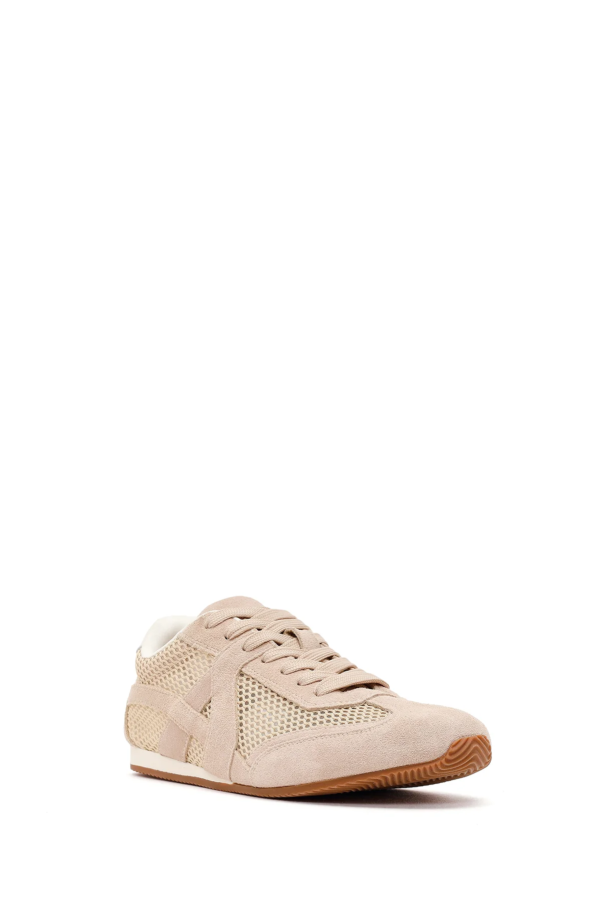 Kadın Vizon Bağcıklı Süet Deri Sneaker - Image 7