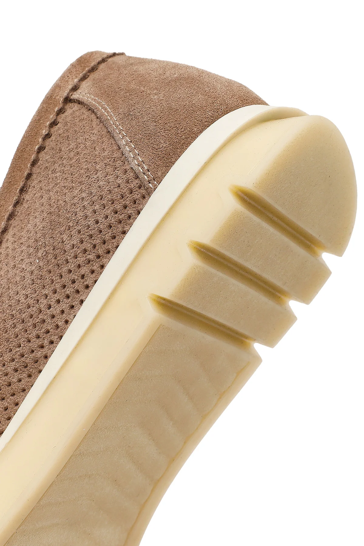 Kadın Vizon Bağcıklı Tokalı Süet Deri Comfort Loafer - Image 8