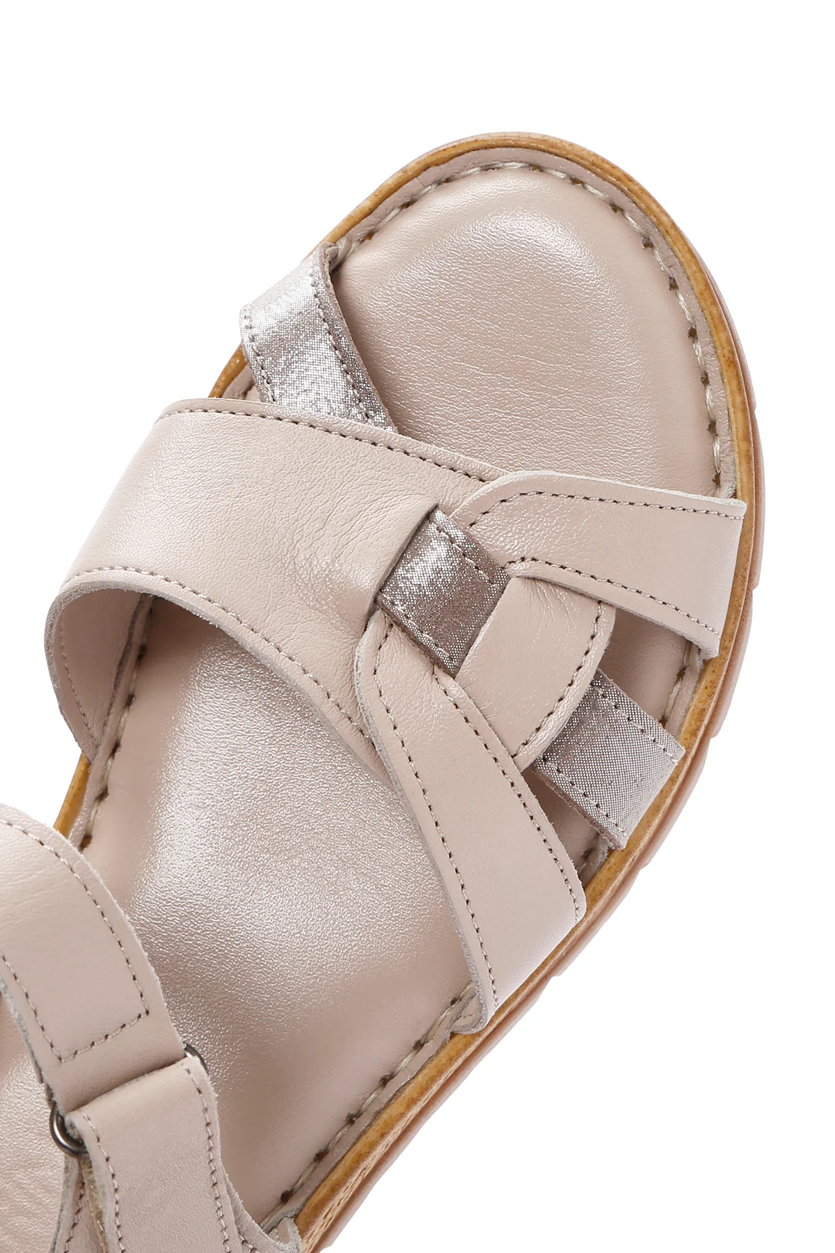 Kadın Vizon Bilekten Bantlı Deri Comfort Sandalet - Image 11