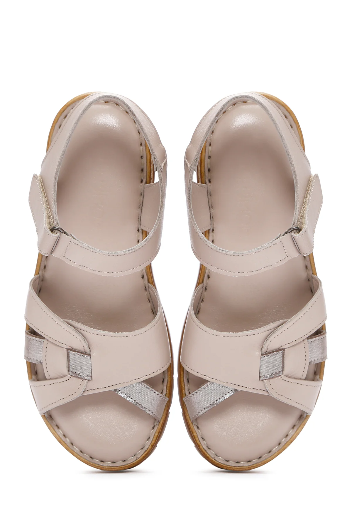 Kadın Vizon Bilekten Bantlı Deri Comfort Sandalet - Image 7