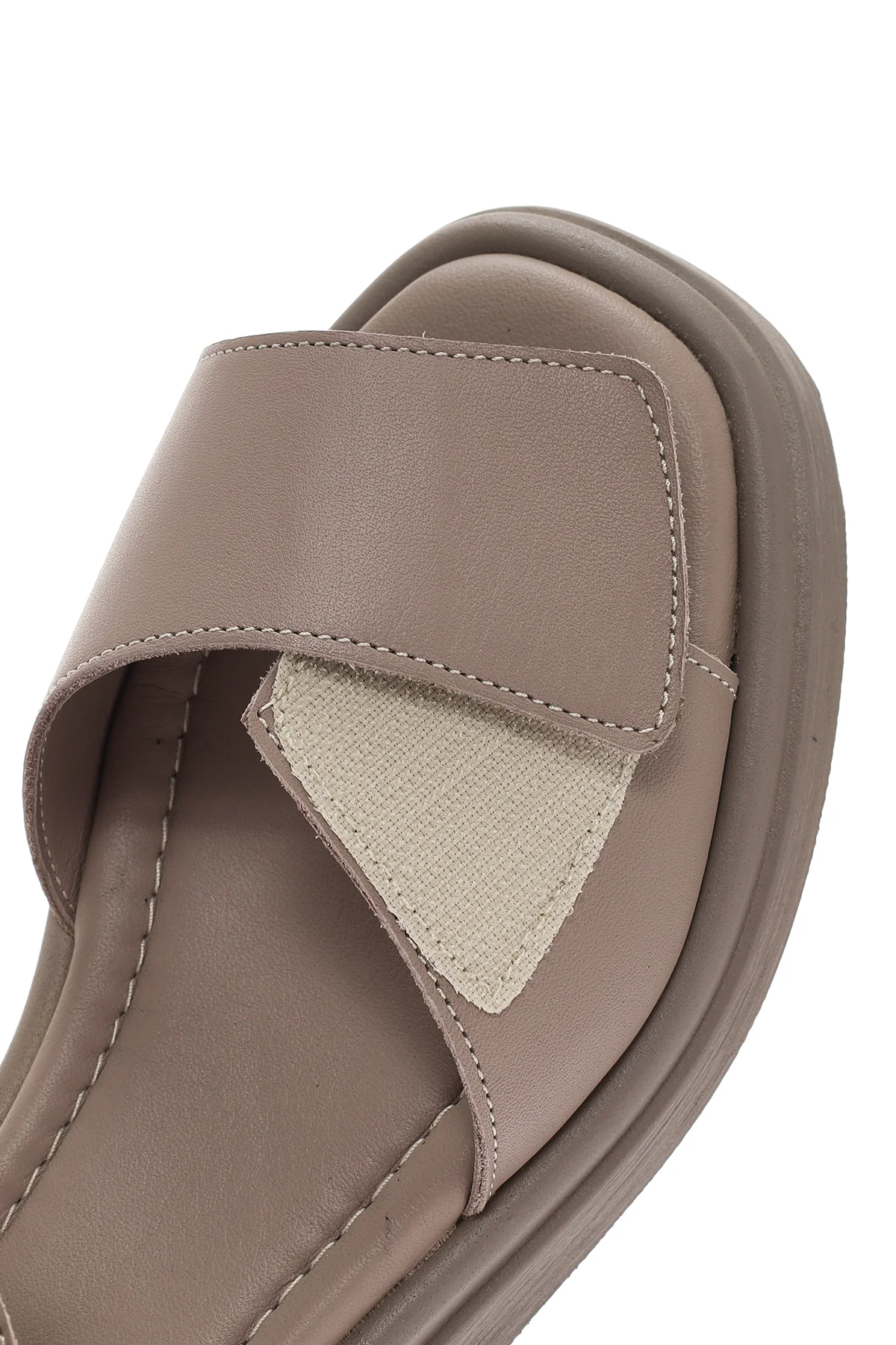 Kadın Vizon Bilekten Bantlı Deri Comfort Sandalet - Image 11