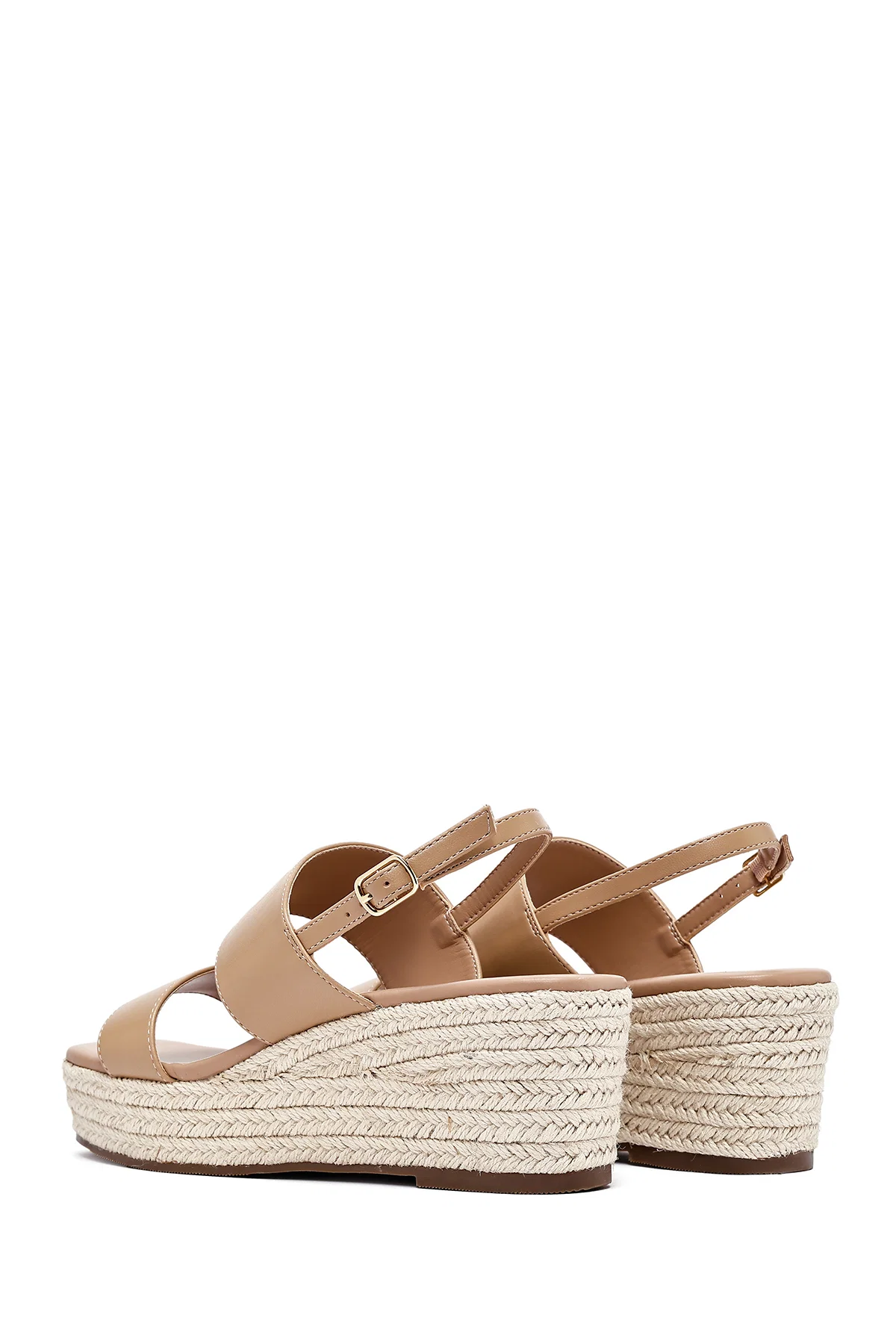 Kadın Vizon Bilekten Tokalı Dolgu Topuklu Espadril Sandalet - Image 6