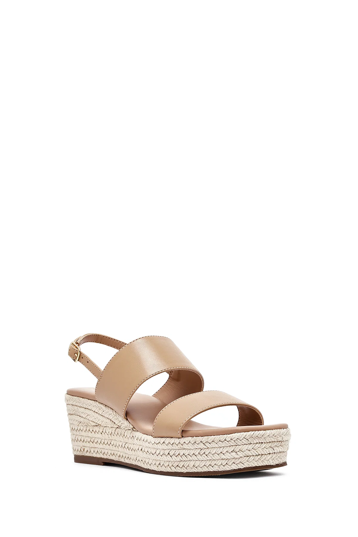 Kadın Vizon Bilekten Tokalı Dolgu Topuklu Espadril Sandalet - Image 7