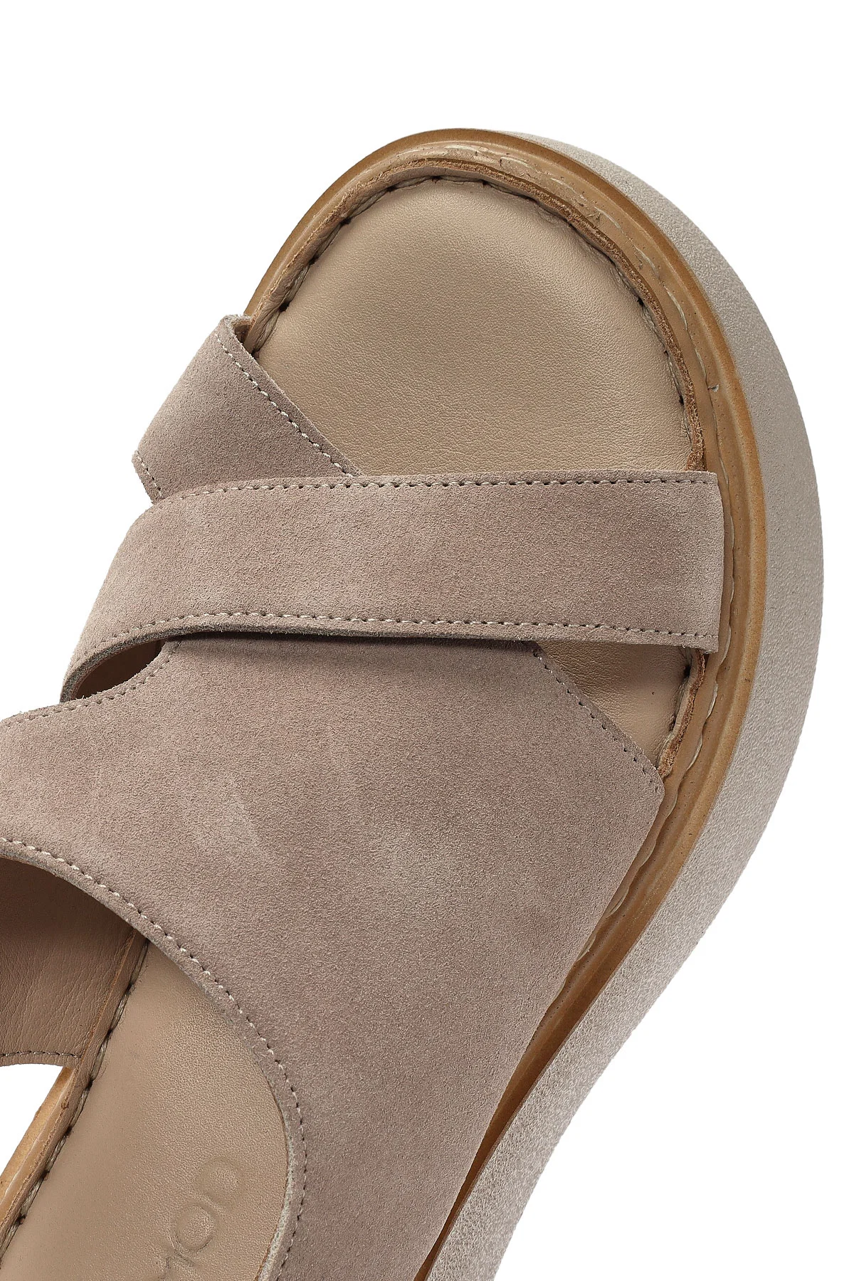Kadın Vizon Bilekten Tokalı Kalın Tabanlı Süet Deri Comfort Sandalet - Image 8