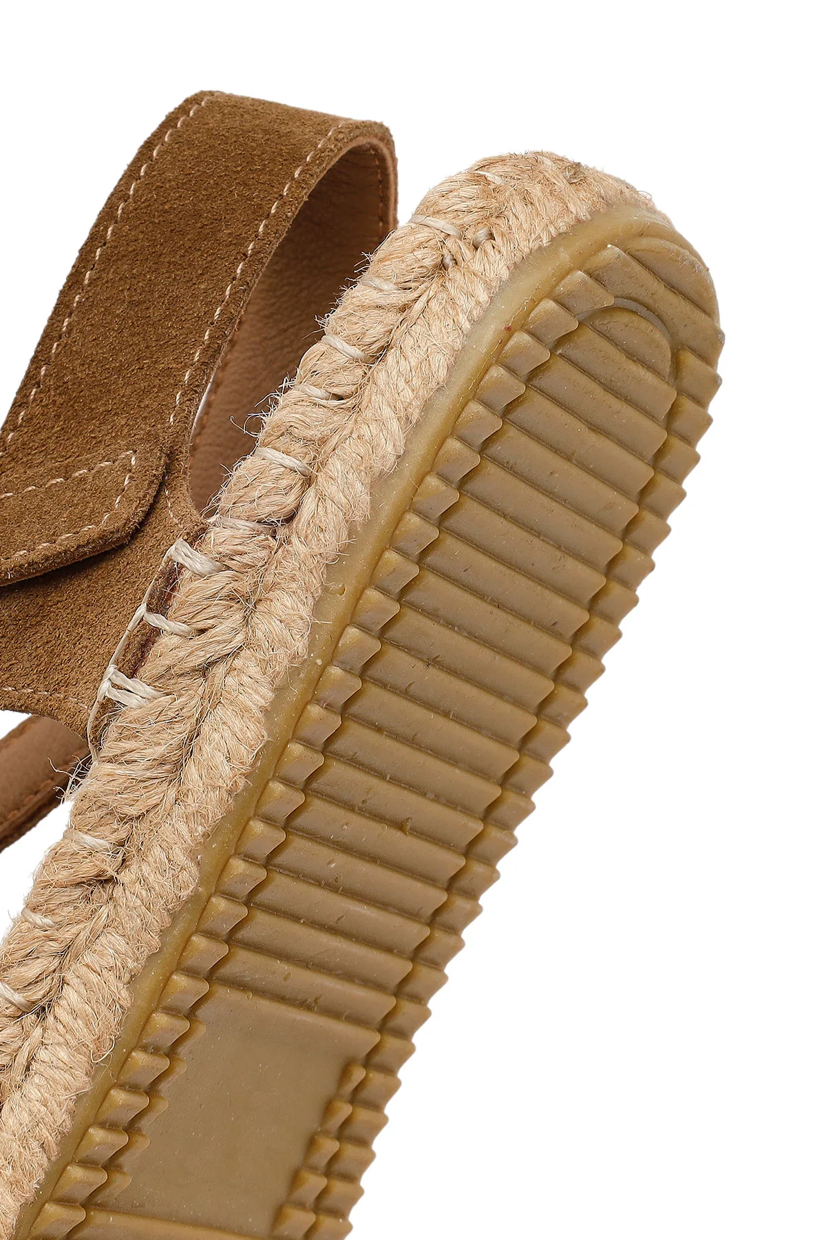 Kadın Vizon Bilekten Tokalı Süet Deri Espadril Sandalet - Image 8