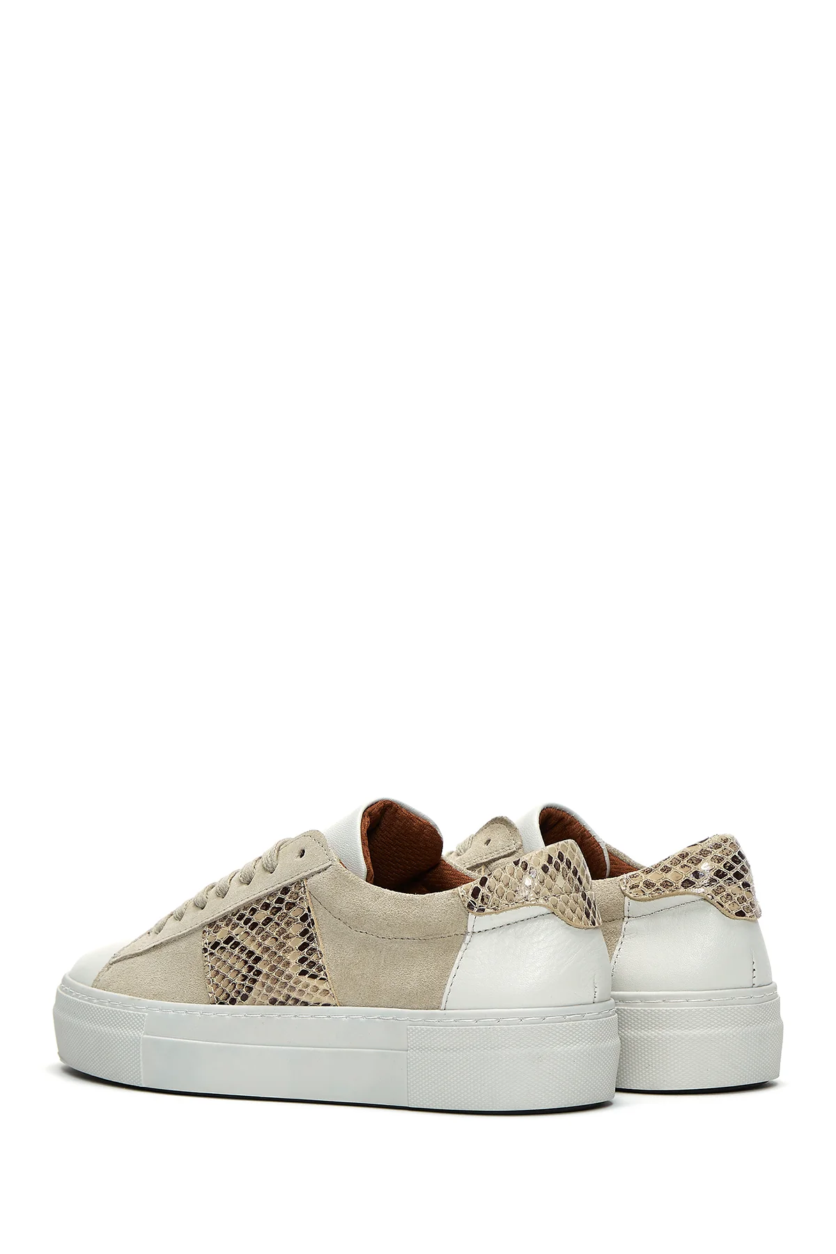 Kadın Vizon Deri Desenli Sneaker - Image 5