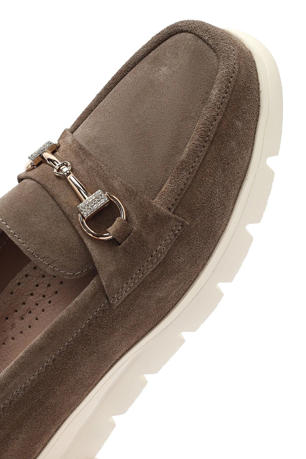 Kadın Vizon Dolgu Topuklu Süet Deri Comfort Loafer - Image 10