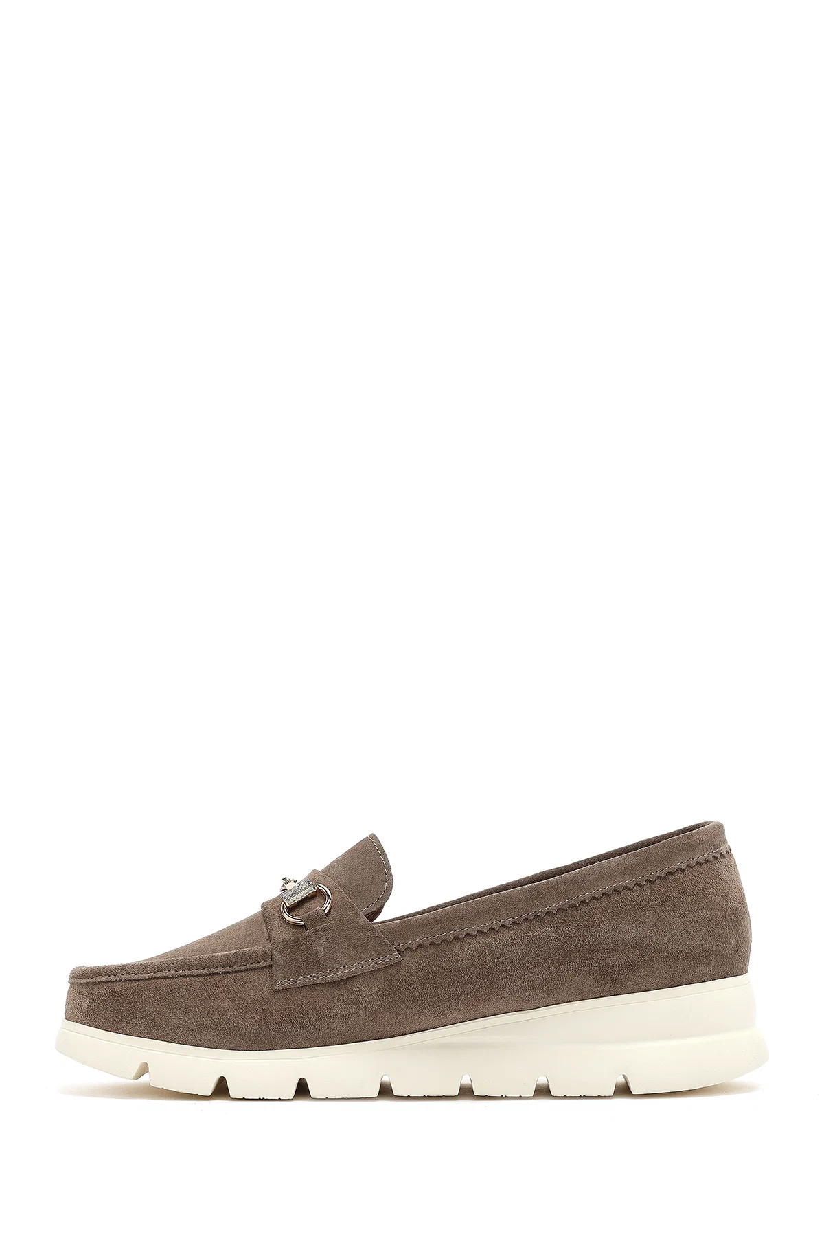 Kadın Vizon Dolgu Topuklu Süet Deri Comfort Loafer - Image 2