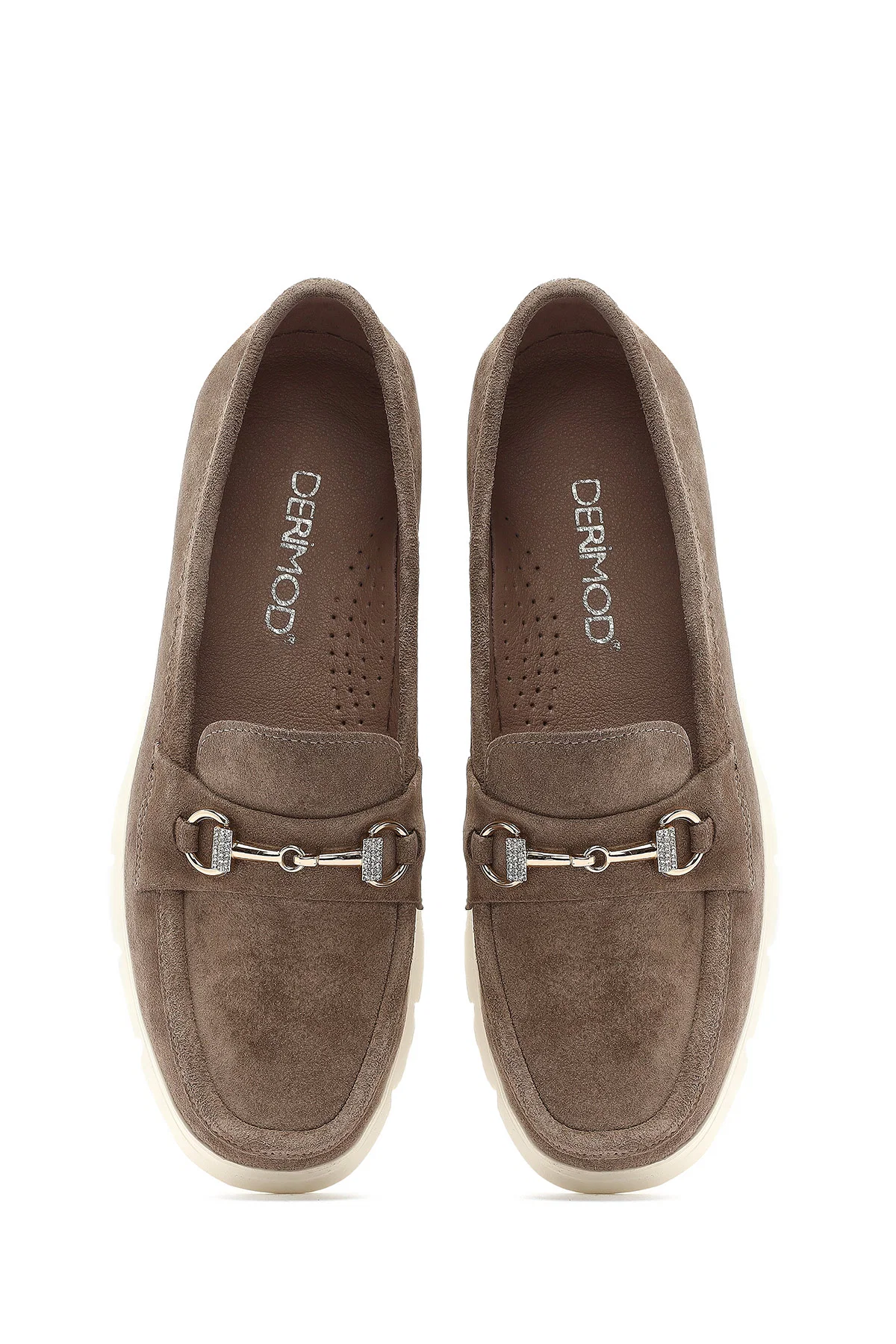 Kadın Vizon Dolgu Topuklu Süet Deri Comfort Loafer - Image 7