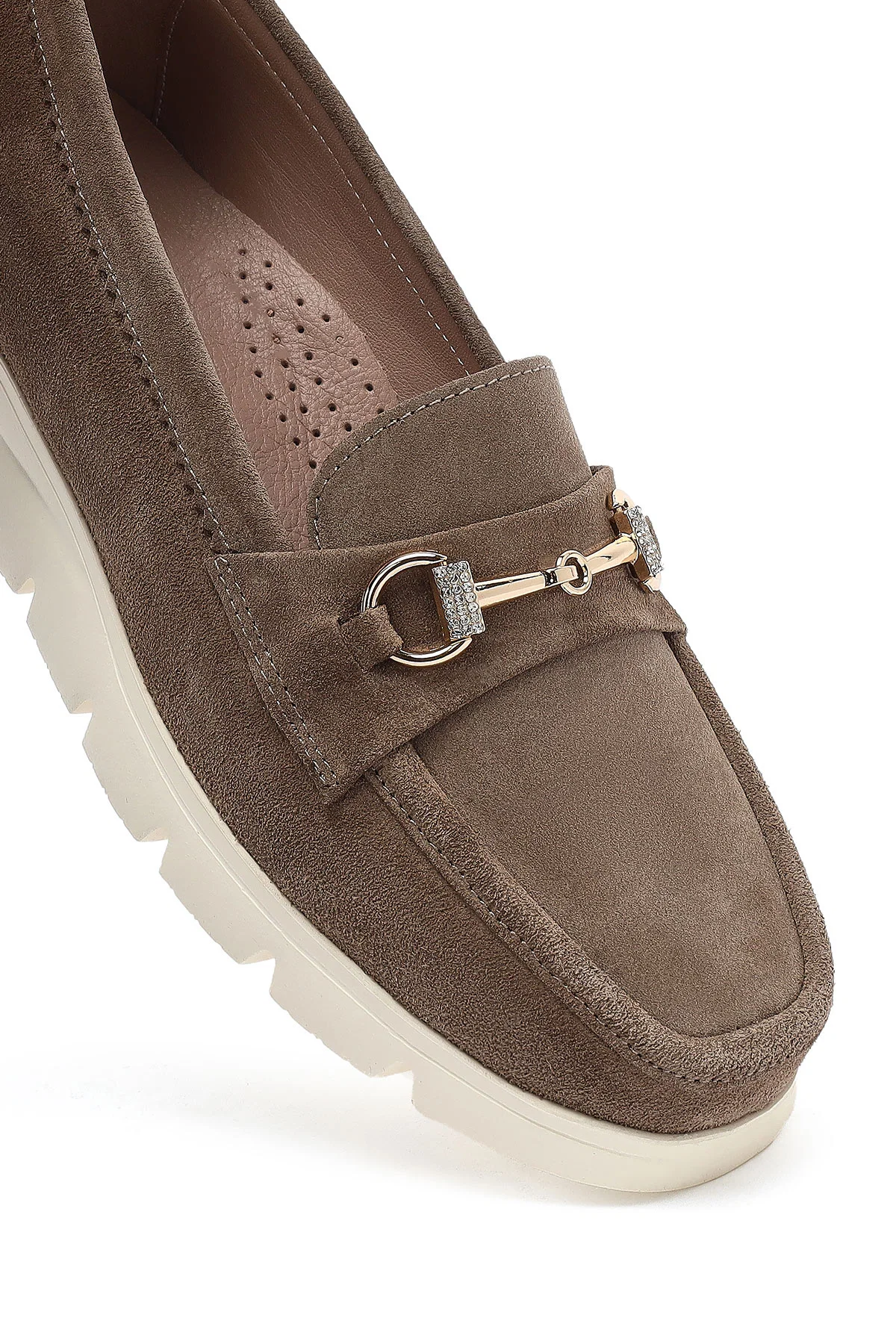 Kadın Vizon Dolgu Topuklu Süet Deri Comfort Loafer - Image 9
