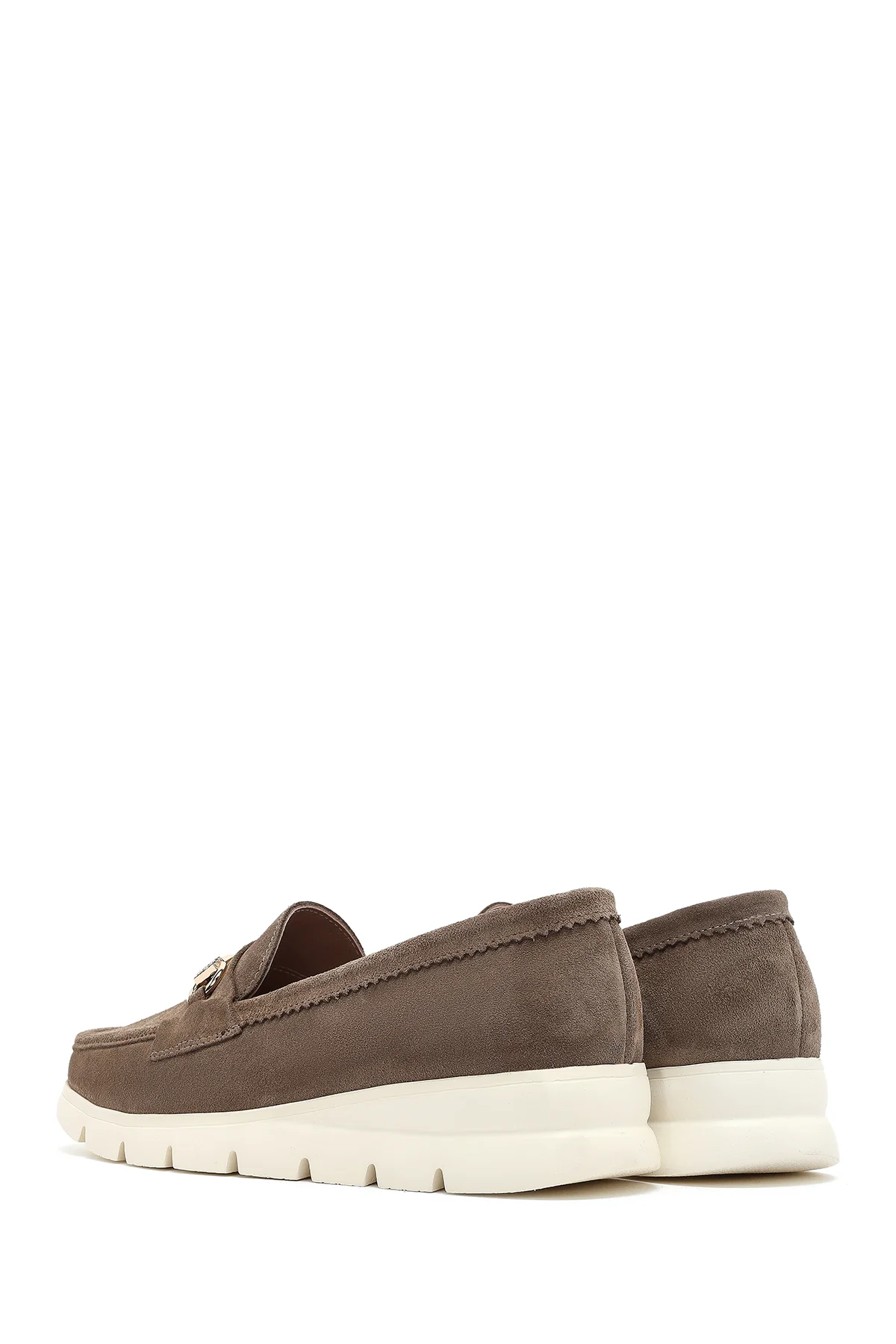 Kadın Vizon Dolgu Topuklu Süet Deri Konfor Loafer - Image 6