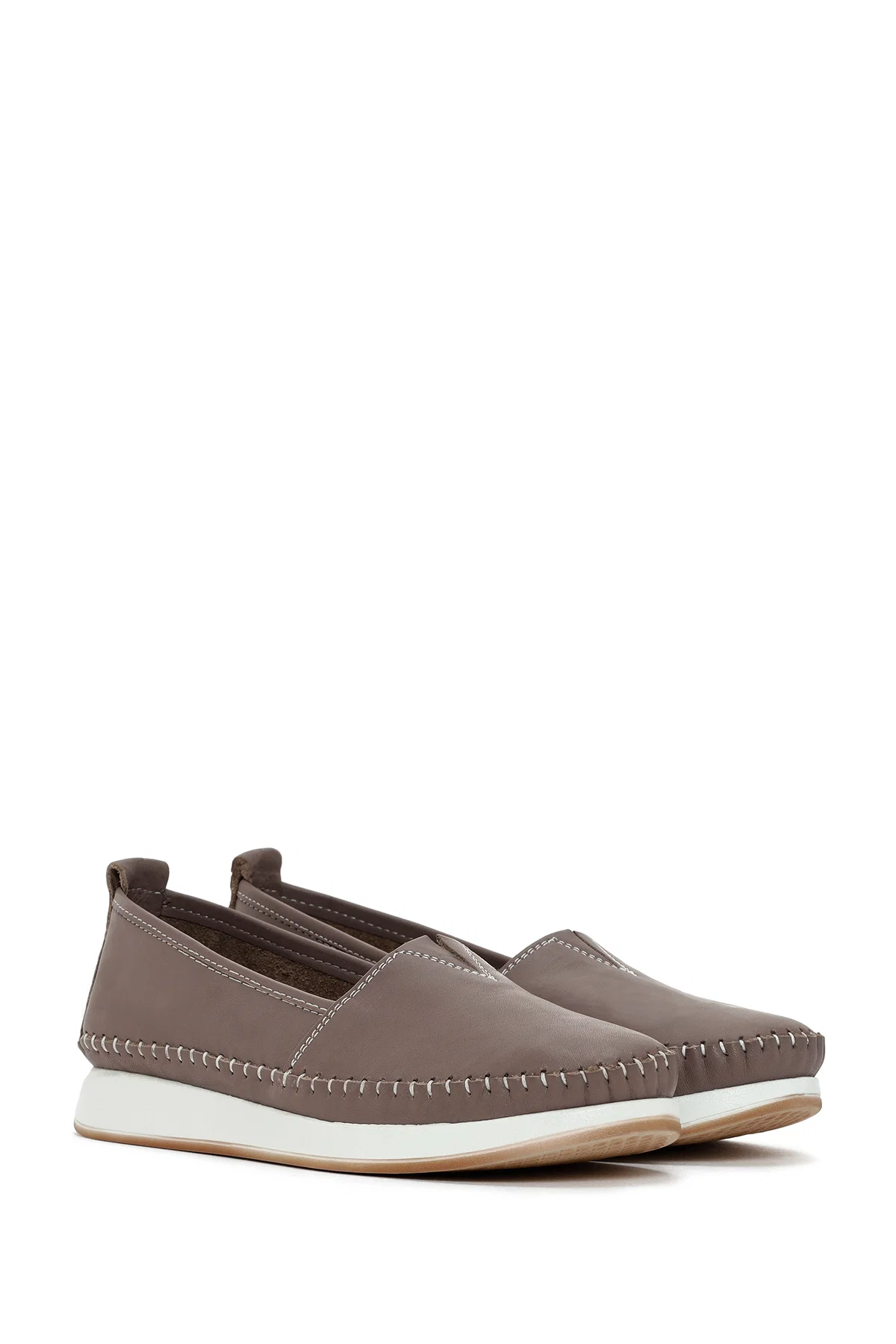 Kadın Vizon Kalın Tabanlı Deri Comfort Loafer - Image 3