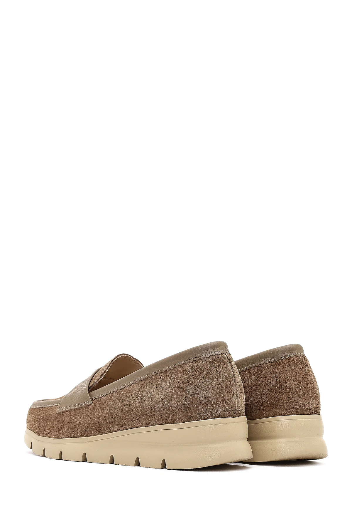 Kadın Vizon Kalın Tabanlı Süet Deri Comfort Loafer - Image 5