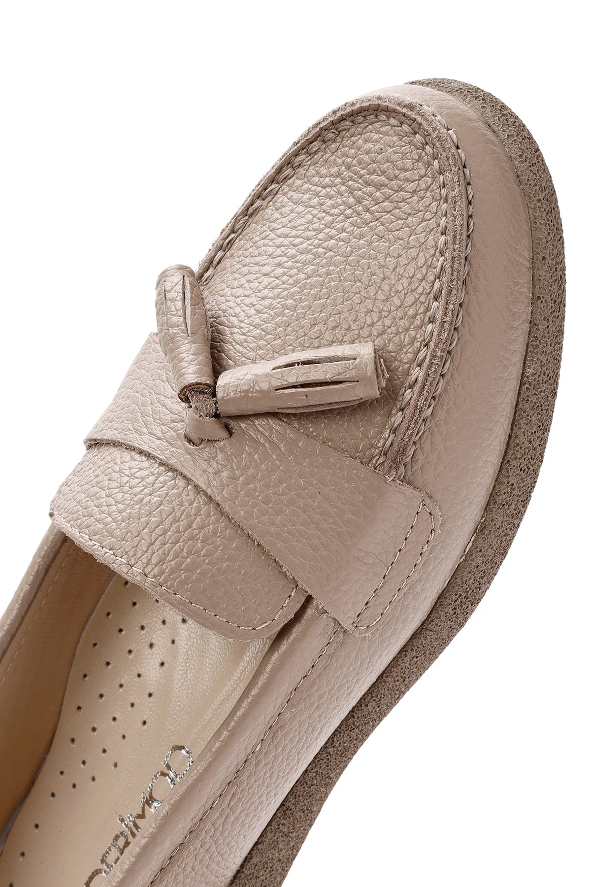 Kadın Vizon Püsküllü Deri Comfort Loafer - Image 10