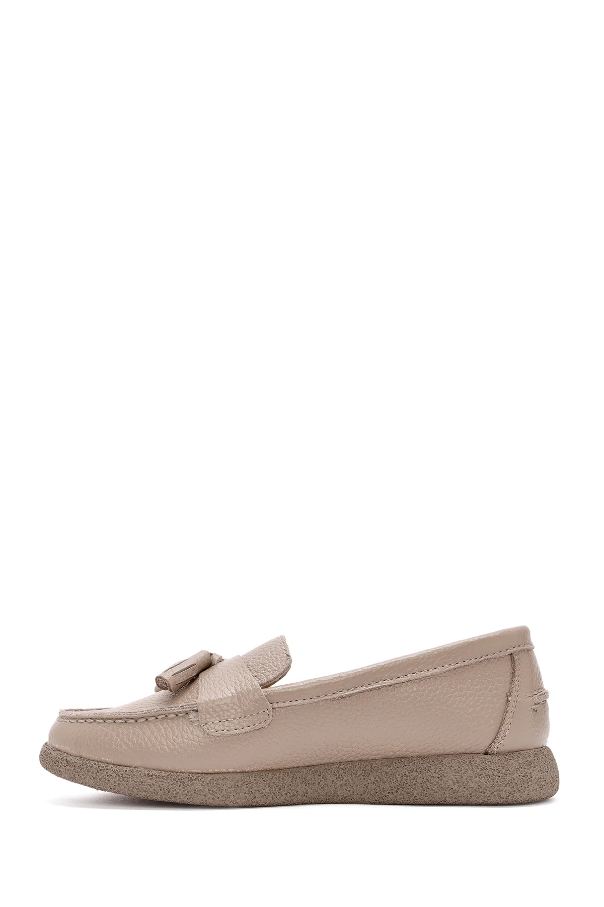 Kadın Vizon Püsküllü Deri Comfort Loafer - Image 2
