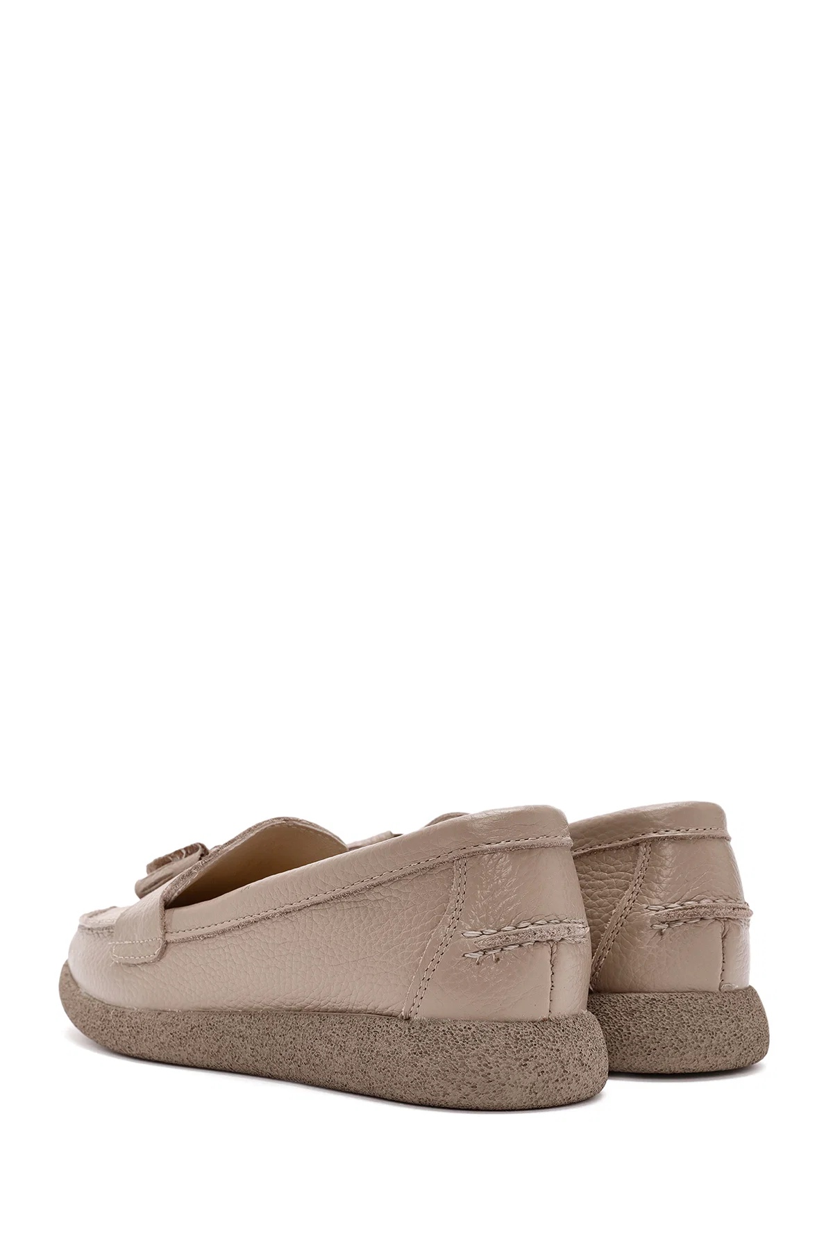 Kadın Vizon Püsküllü Deri Comfort Loafer - Image 5