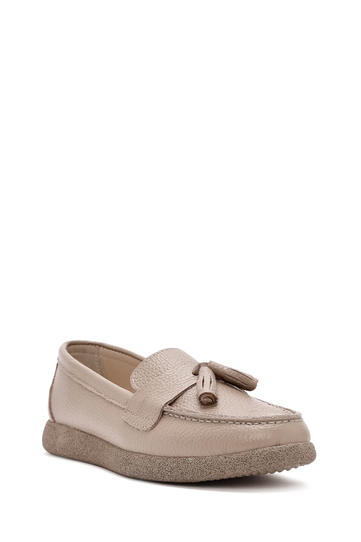 Kadın Vizon Püsküllü Deri Comfort Loafer - Image 6