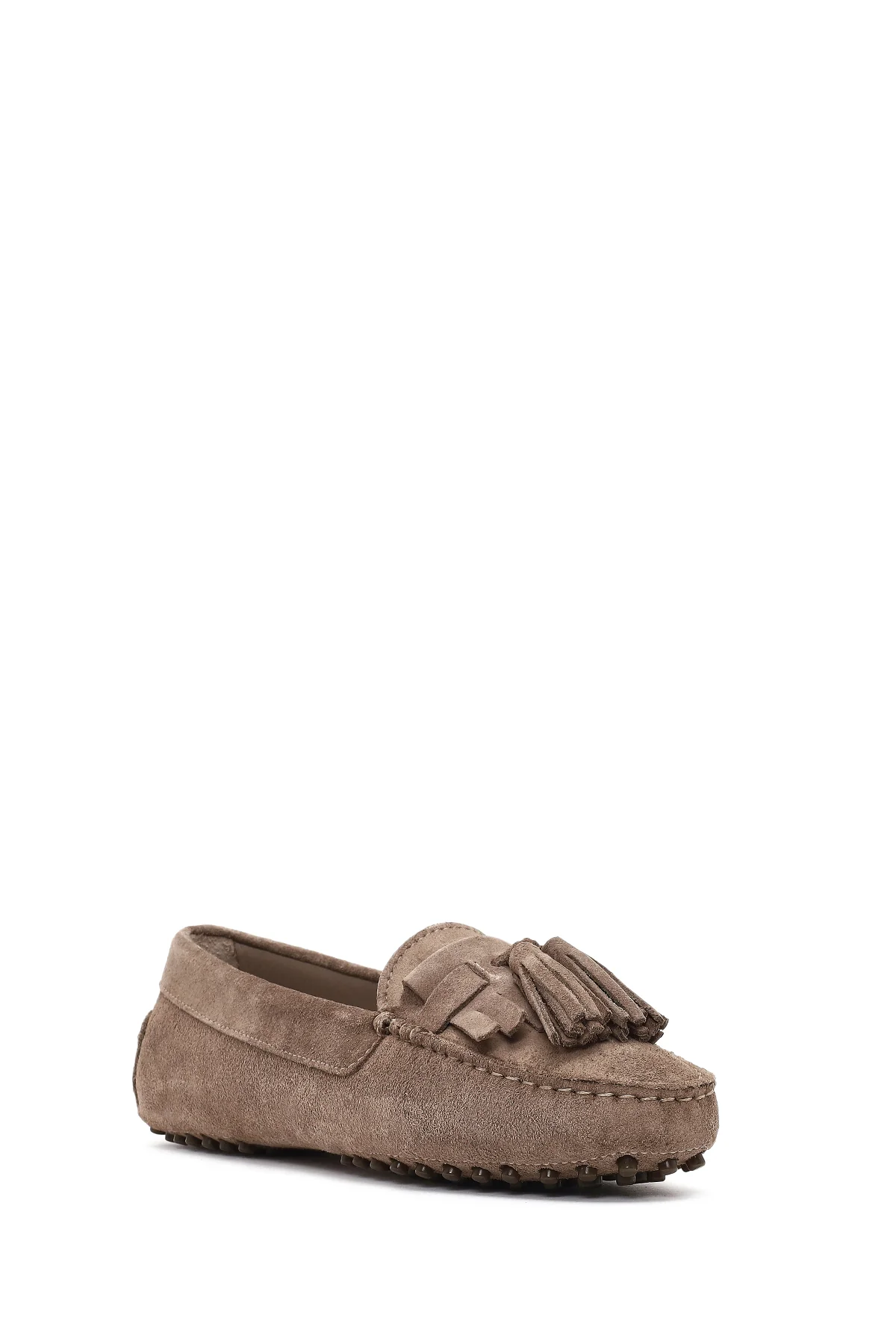 Kadın Vizon Püsküllü Süet Deri Loafer - Image 6