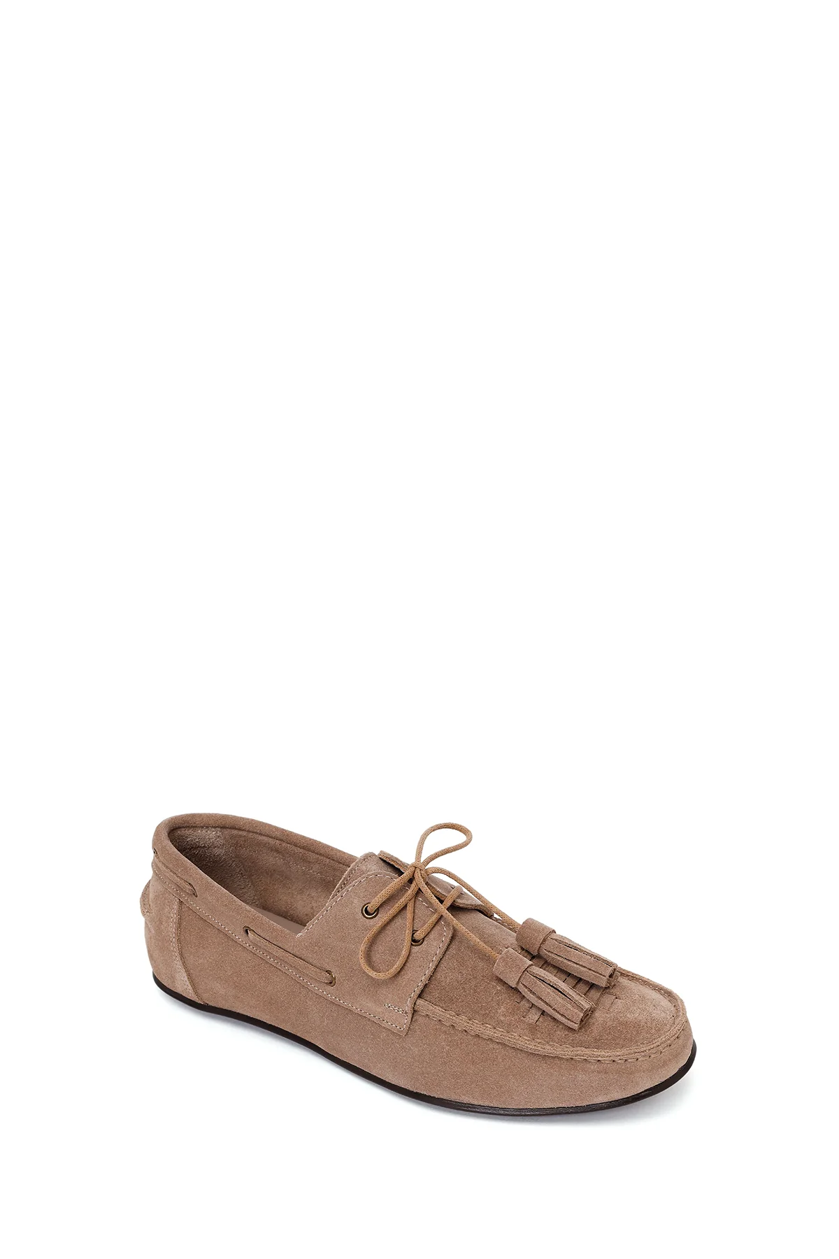 Kadın Vizon Püsküllü Süet Deri Loafer - Image 7