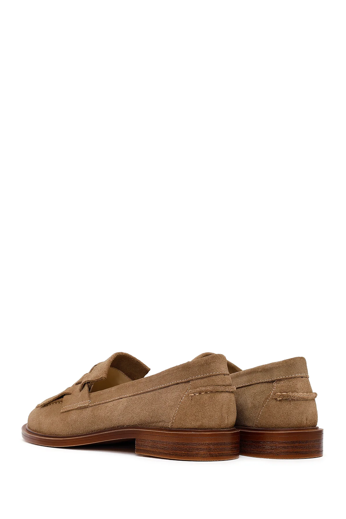 Kadın Vizon Püsküllü Süet Deri Loafer - Image 6