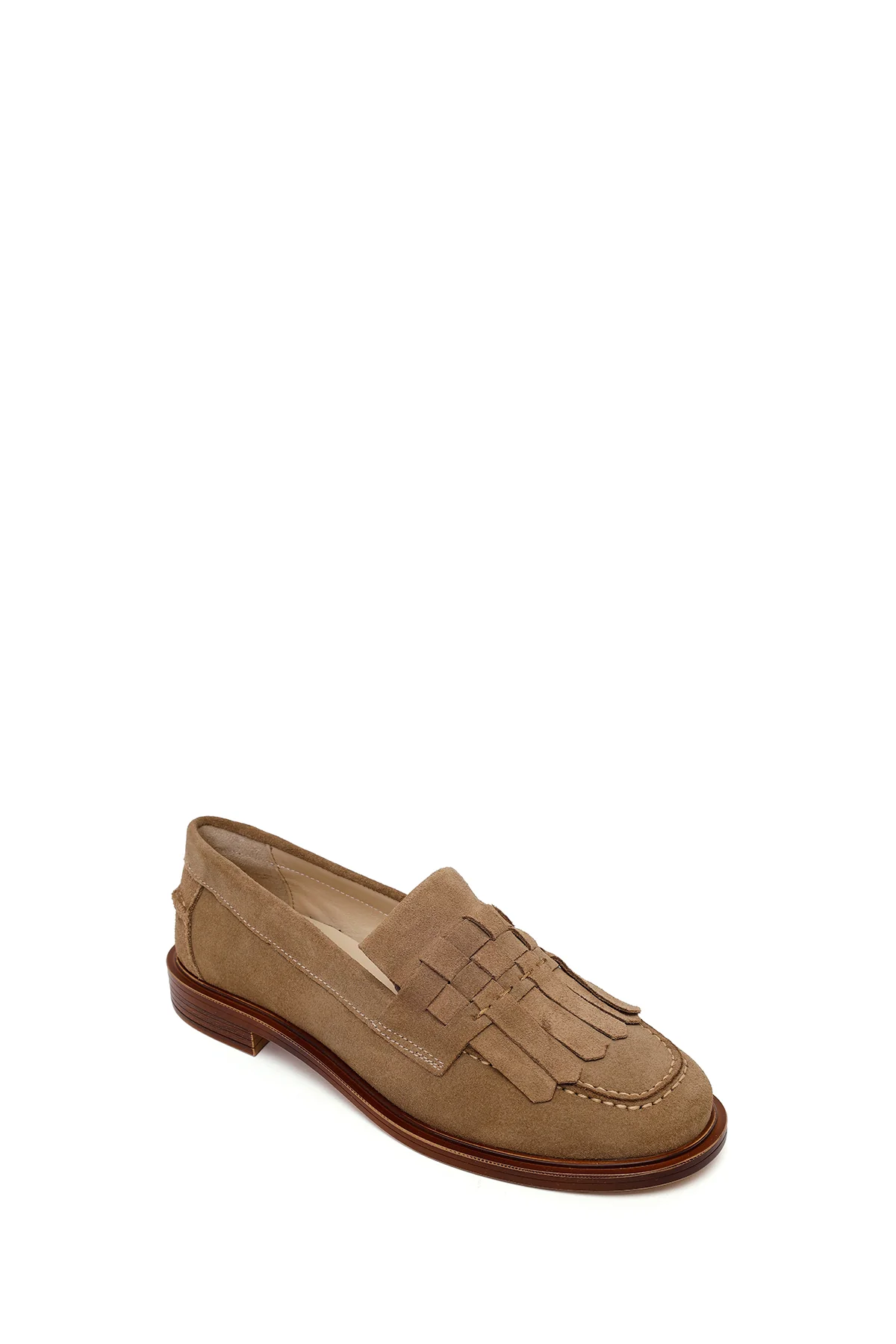 Kadın Vizon Püsküllü Süet Deri Loafer - Image 7