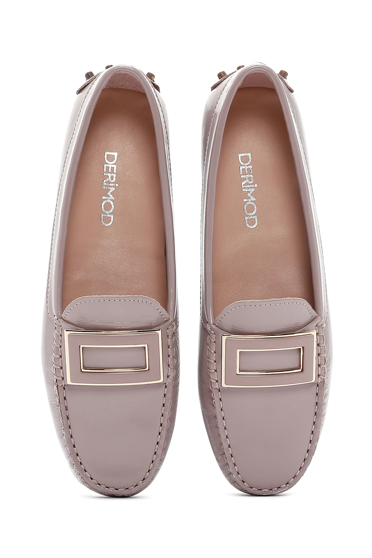 Kadın Vizon Rugan Deri Tokalı Loafer - Image 6