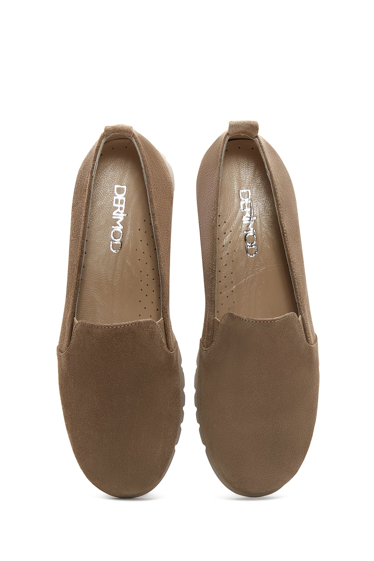 Kadın Vizon Süet Deri Comfort Loafer - Image 6
