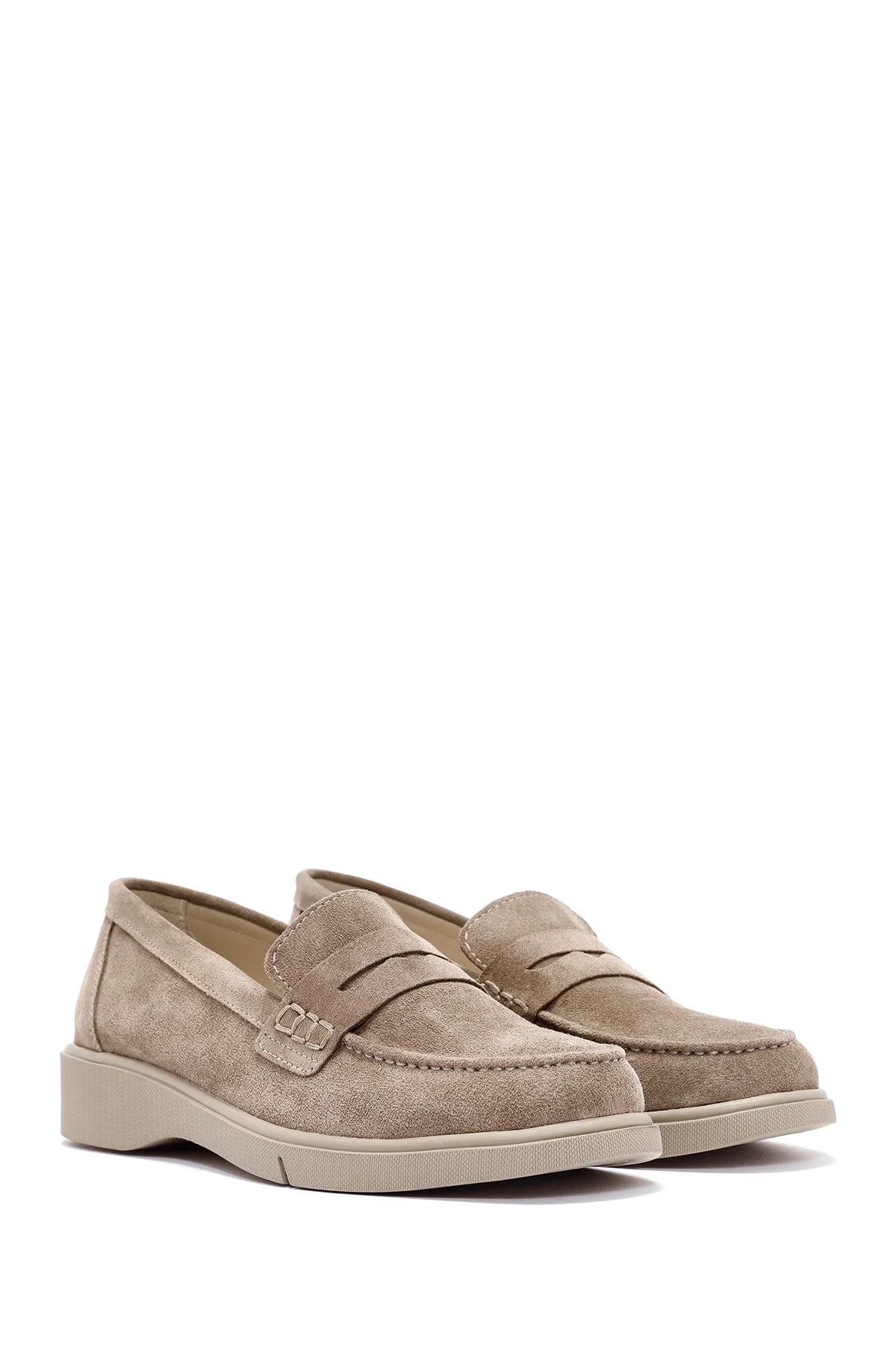 Kadın Vizon Süet Deri Comfort Loafer - Image 3