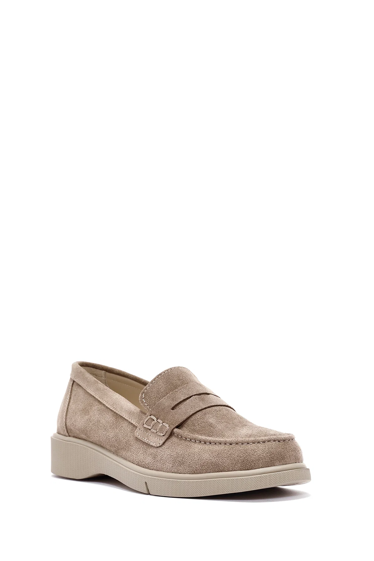 Kadın Vizon Süet Deri Comfort Loafer - Image 6