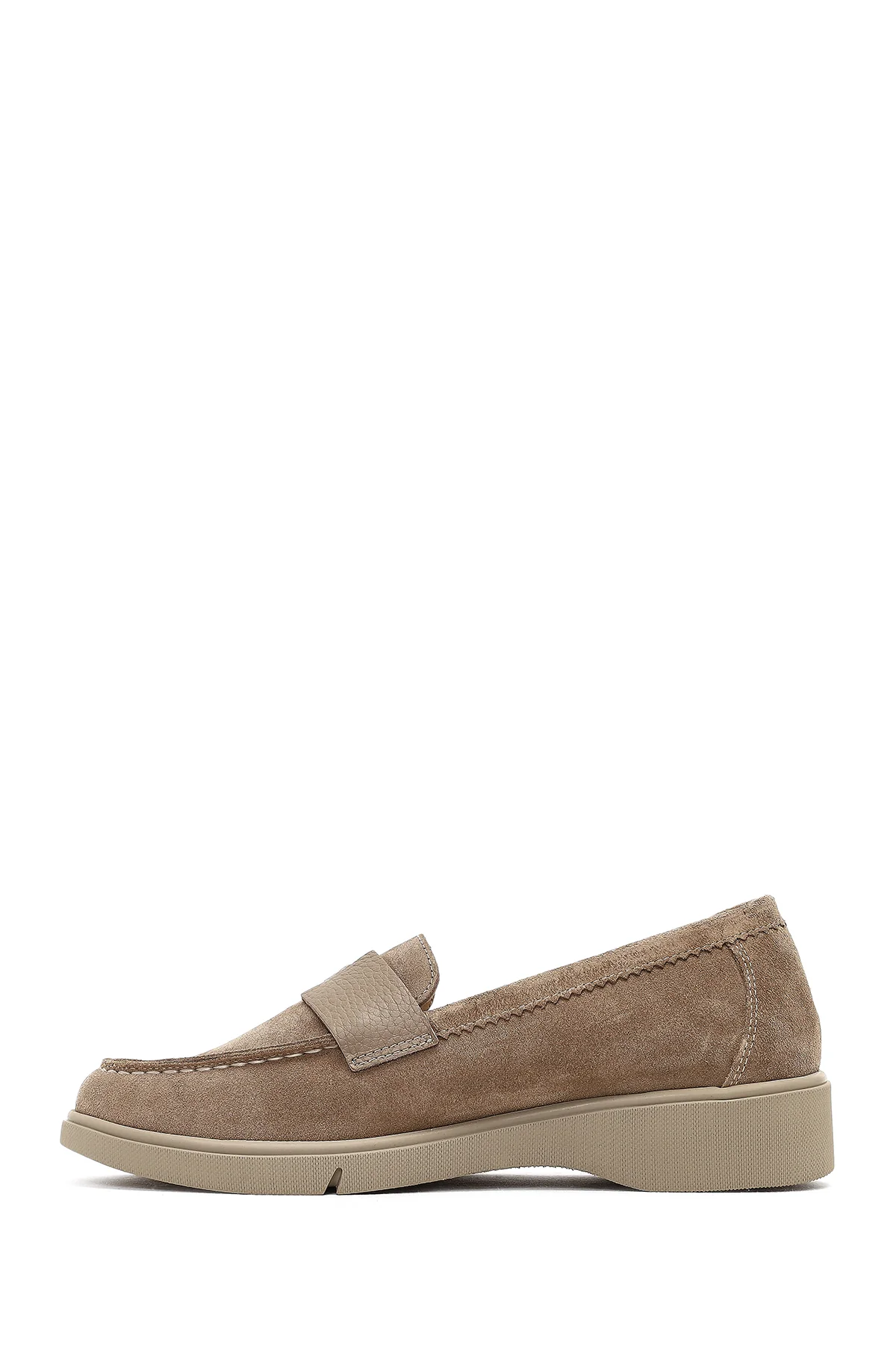Kadın Vizon Süet Deri Comfort Loafer - Image 2