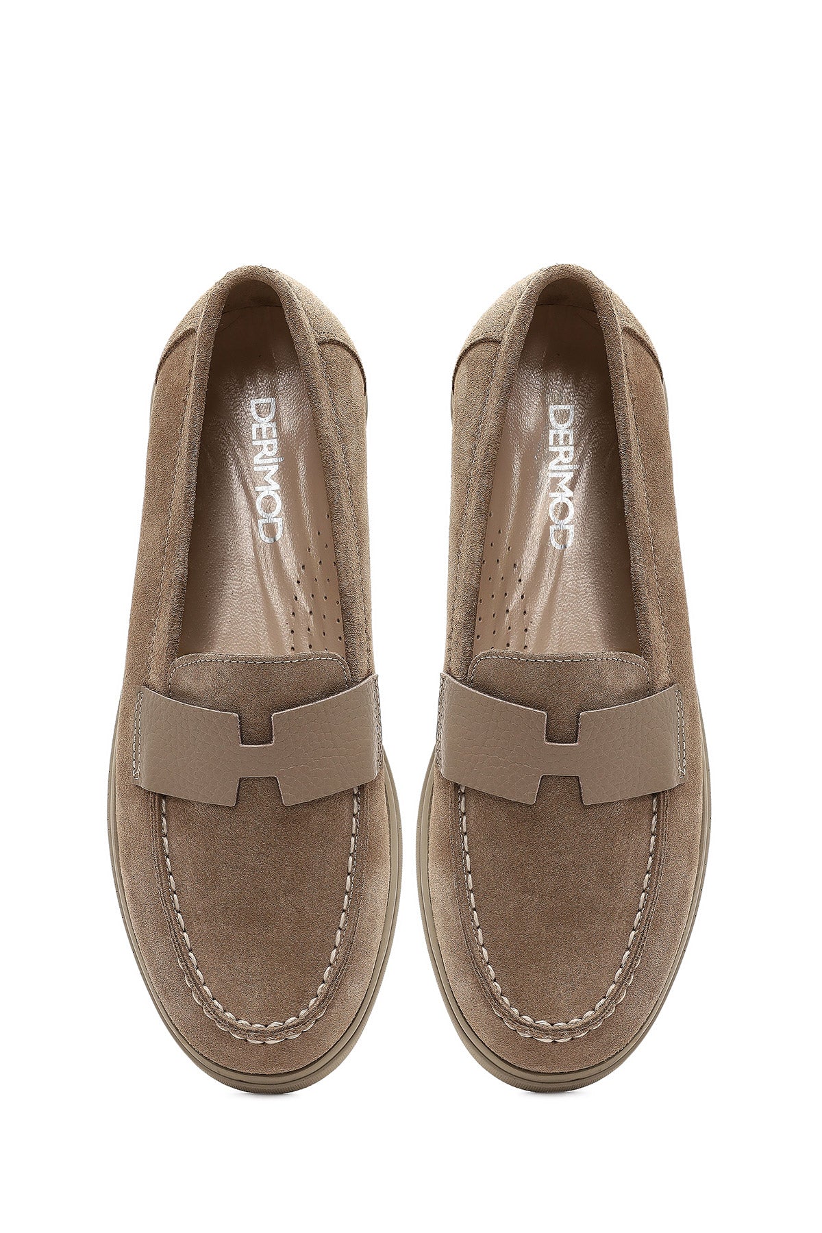 Kadın Vizon Süet Deri Comfort Loafer - Image 7