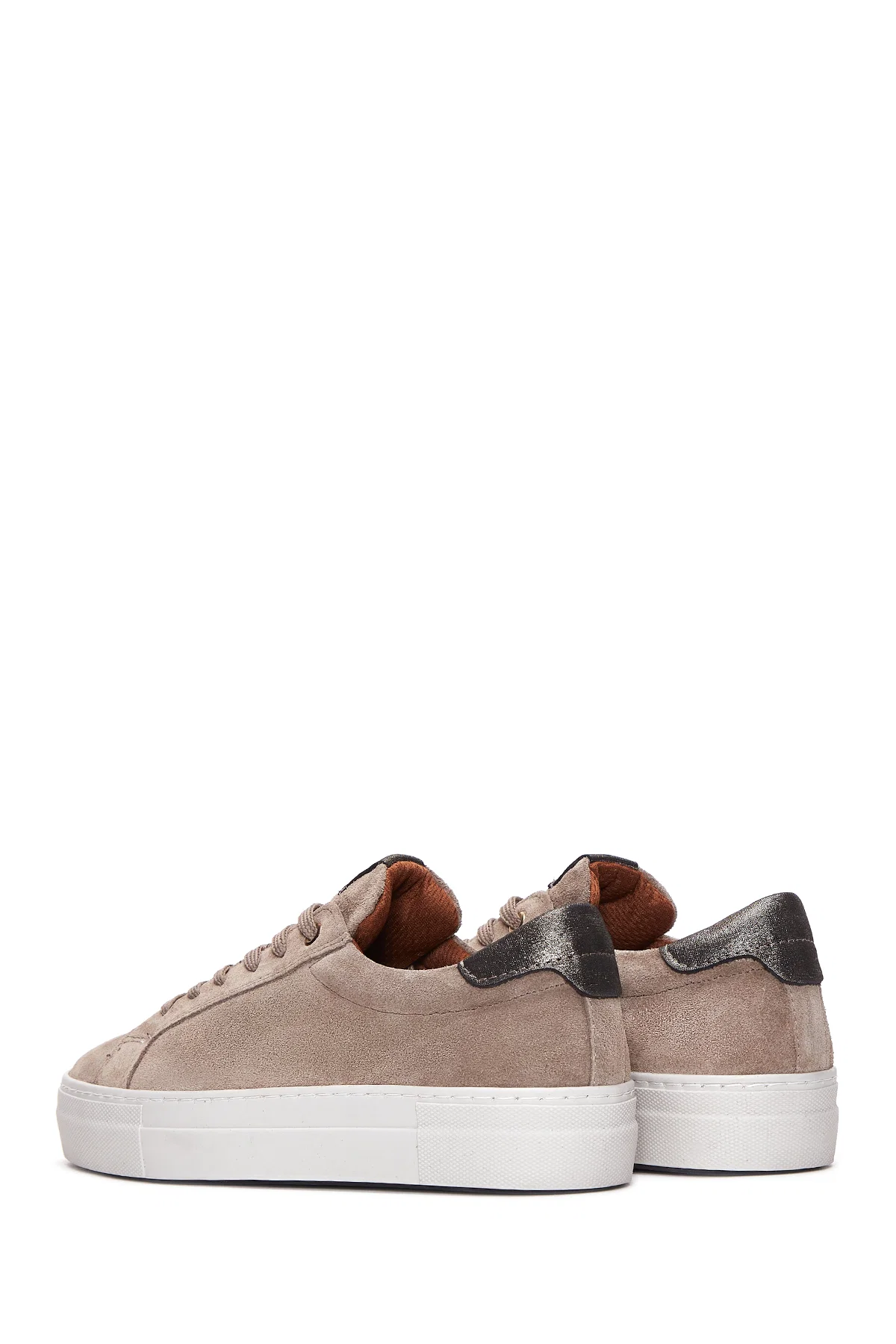 Kadın Vizon Süet Deri Kalın Tabanlı Sneaker - Image 5