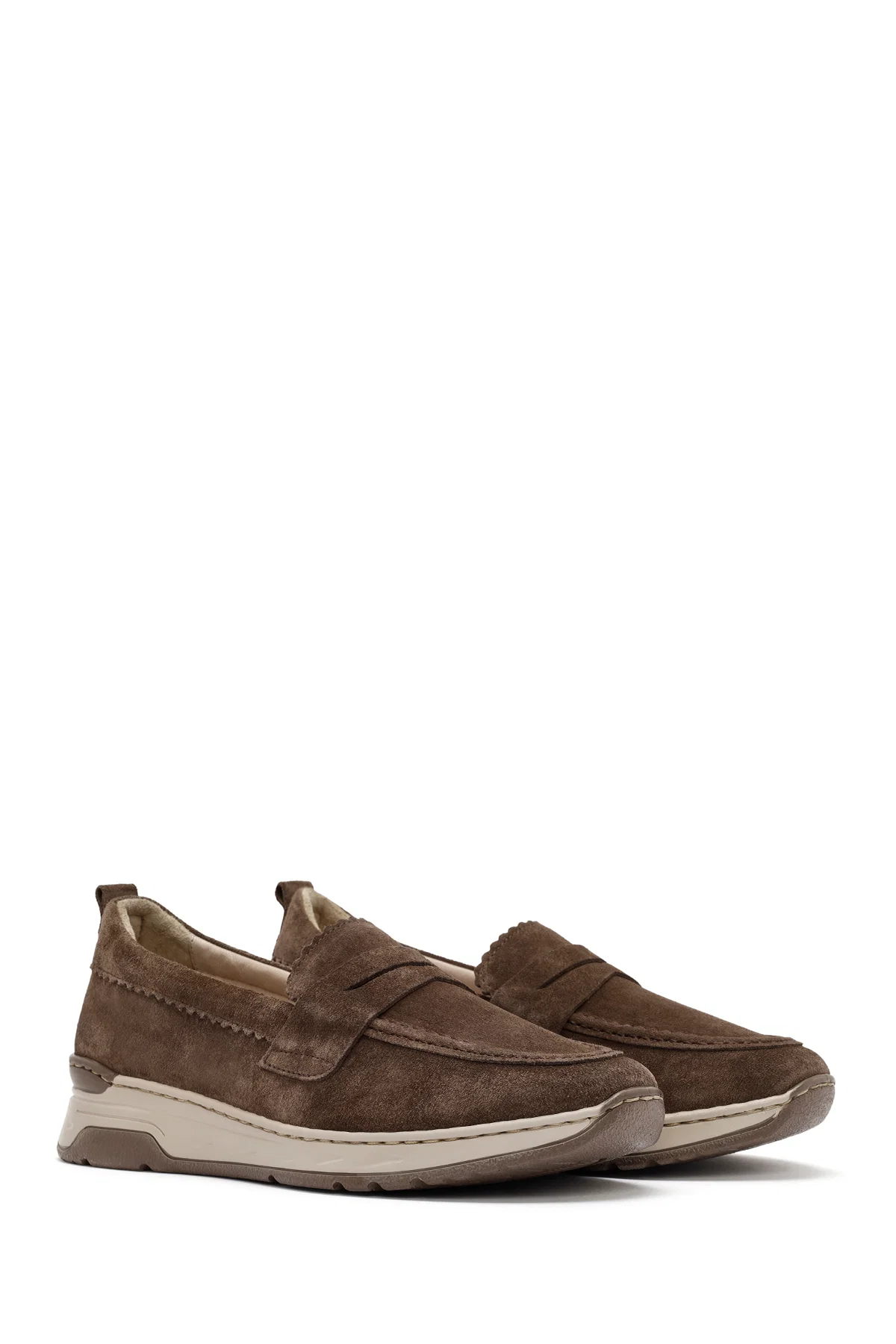 Kadın Vizon Süet Deri Loafer - Image 3