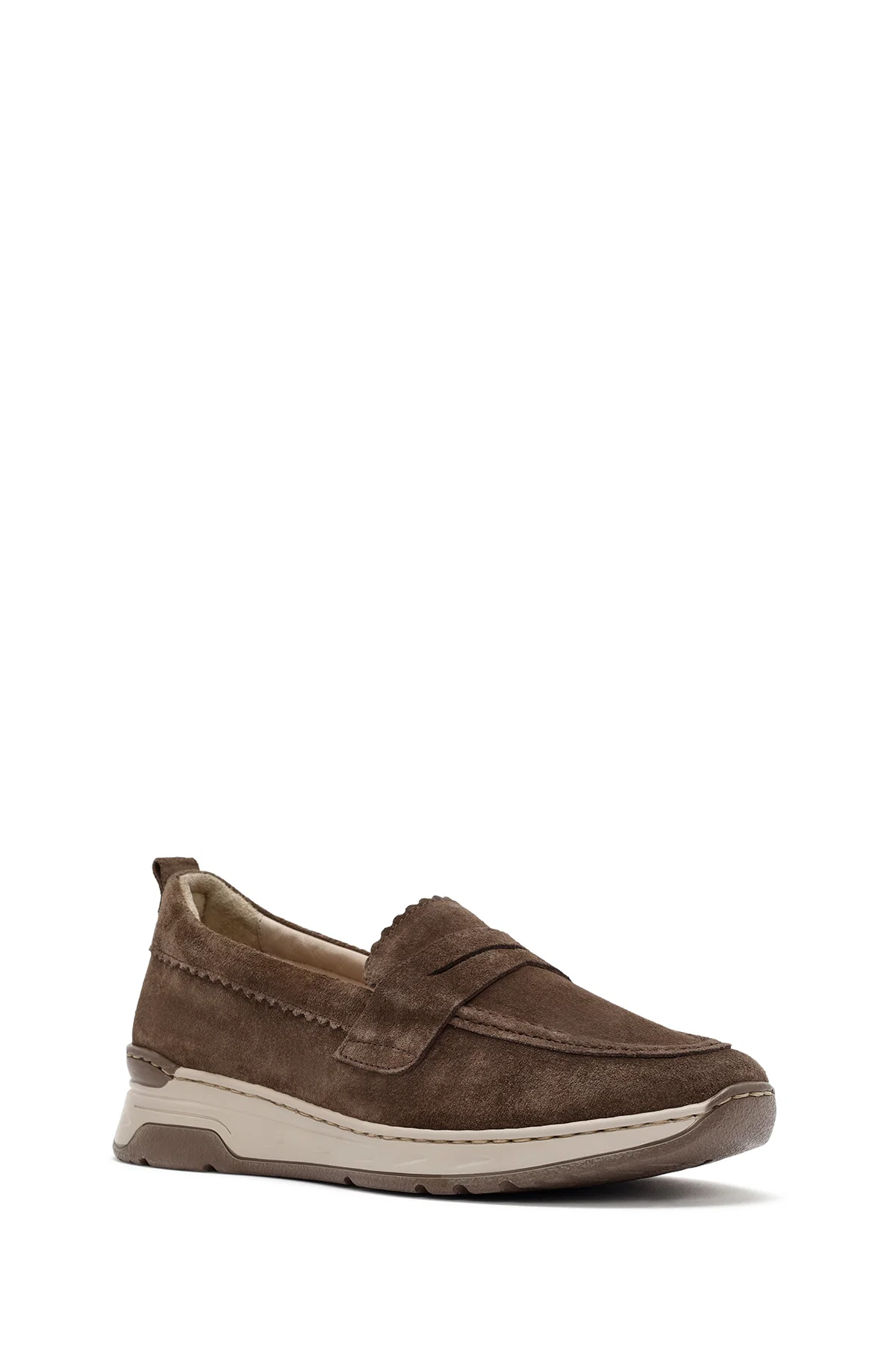 Kadın Vizon Süet Deri Loafer - Image 6