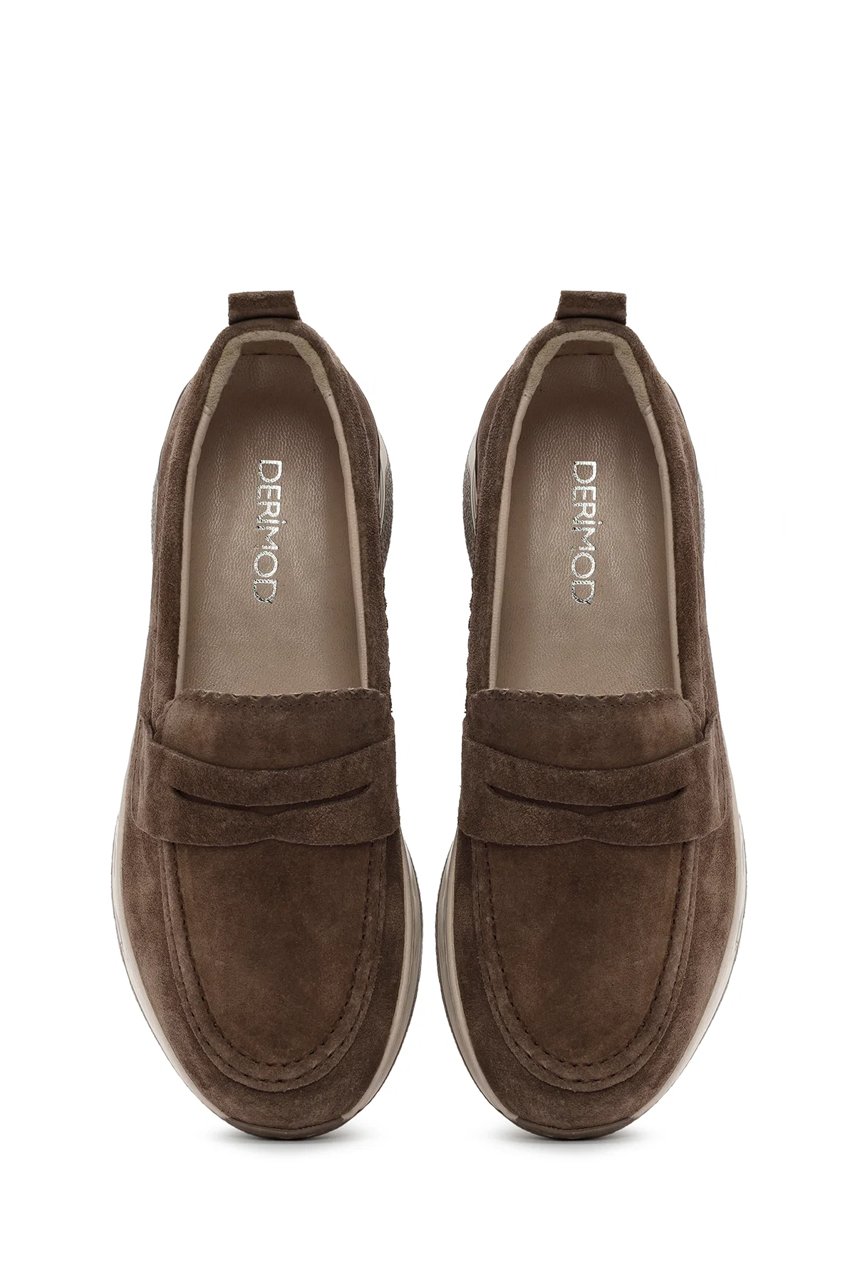 Kadın Vizon Süet Deri Loafer - Image 7