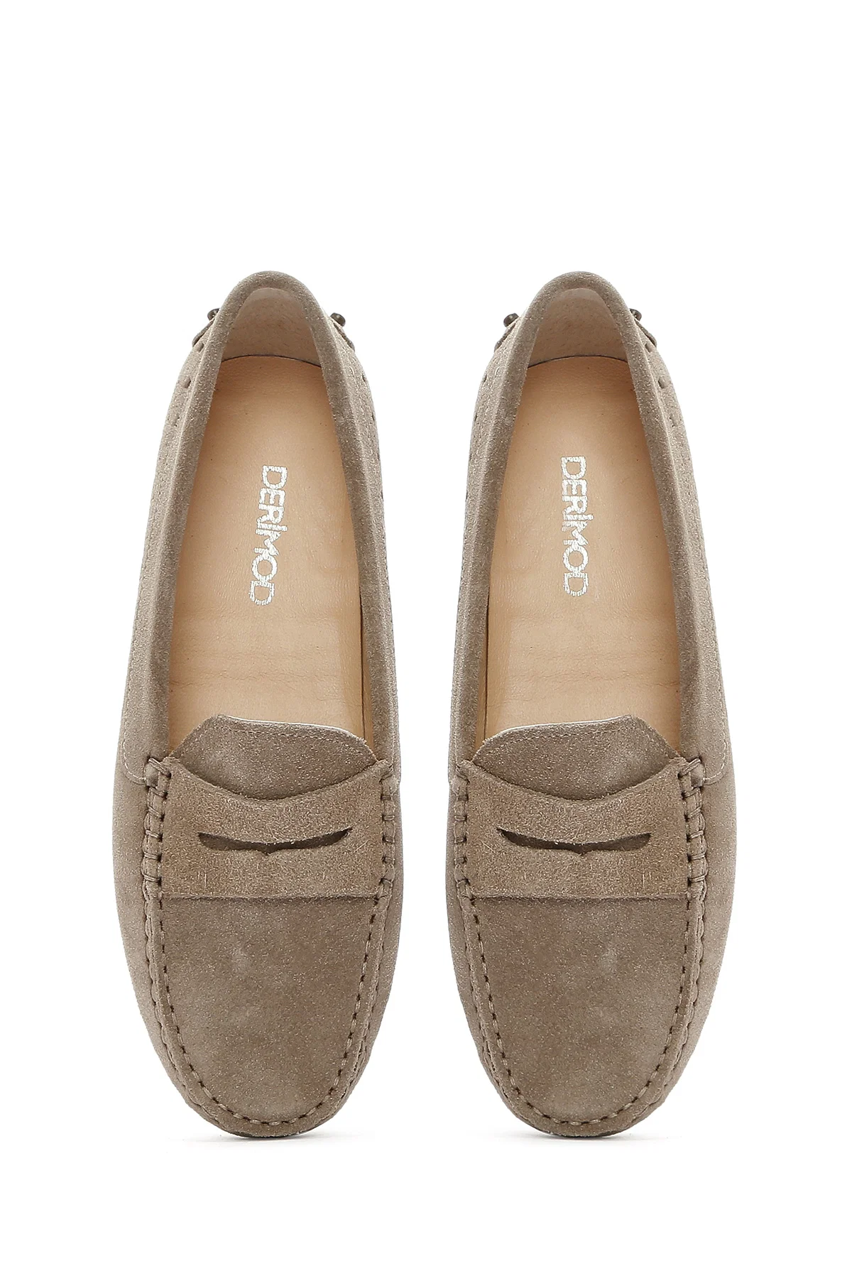 Kadın Vizon Süet Deri Loafer - Image 7