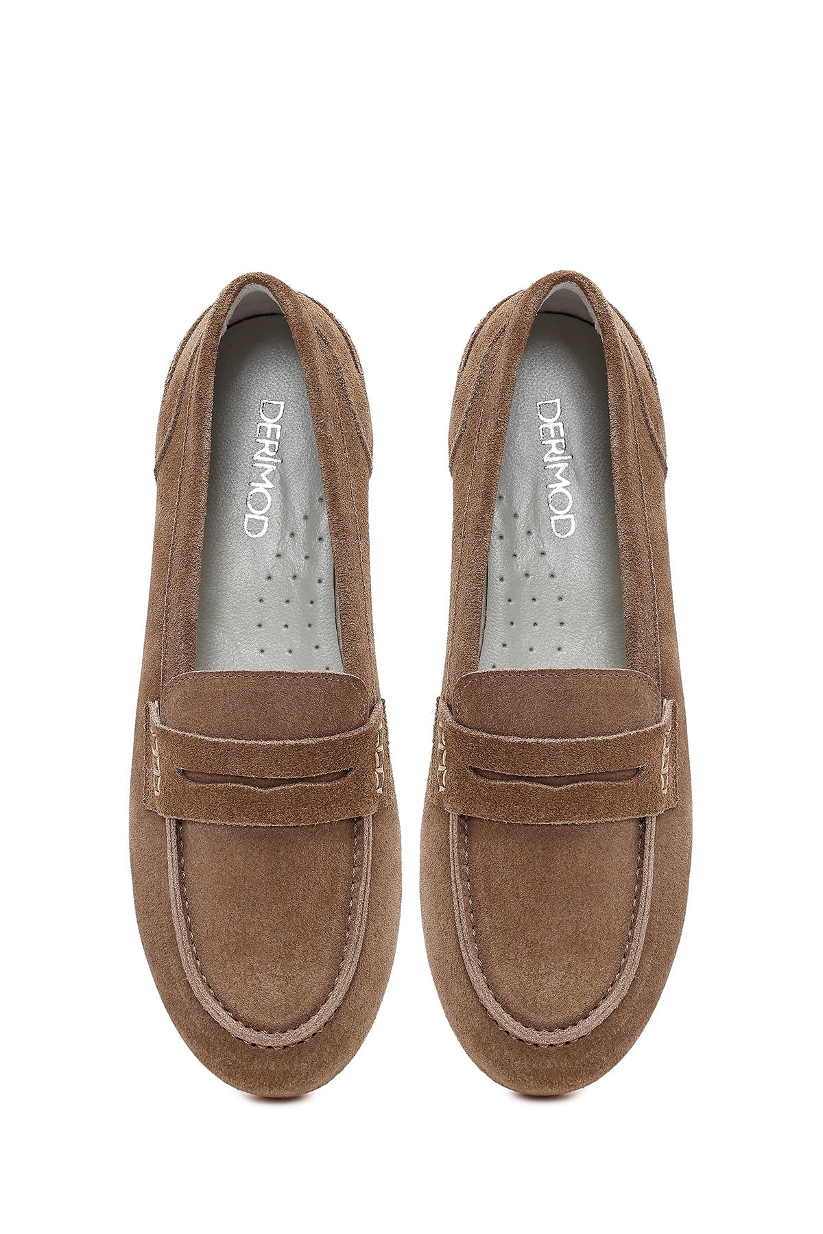 Kadın Vizon Süet Deri Loafer - Image 4