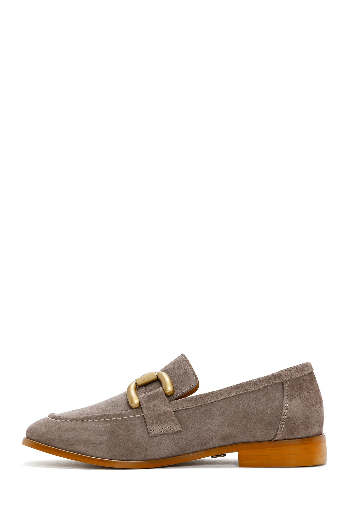 Kadın Vizon Süet Deri Maskülen Loafer - Image 2